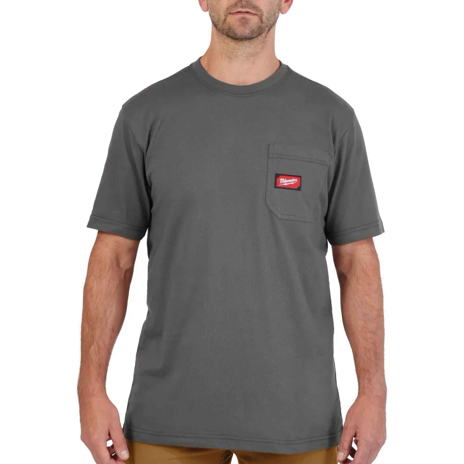 Chandail de travail Gridiron à manches courtes avec poche pour homme, gris (grand)