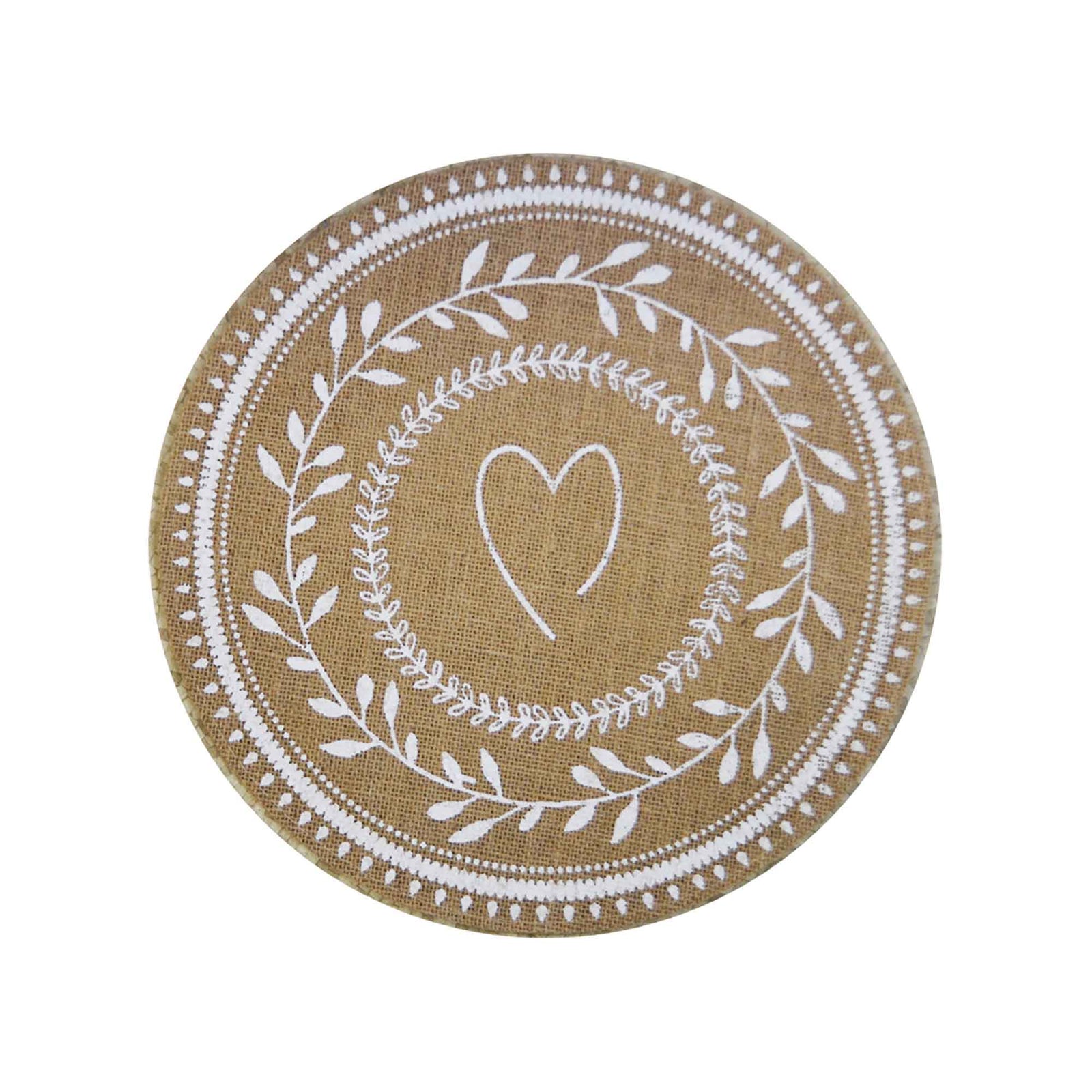 Napperons de jute avec cœur, 38 cm