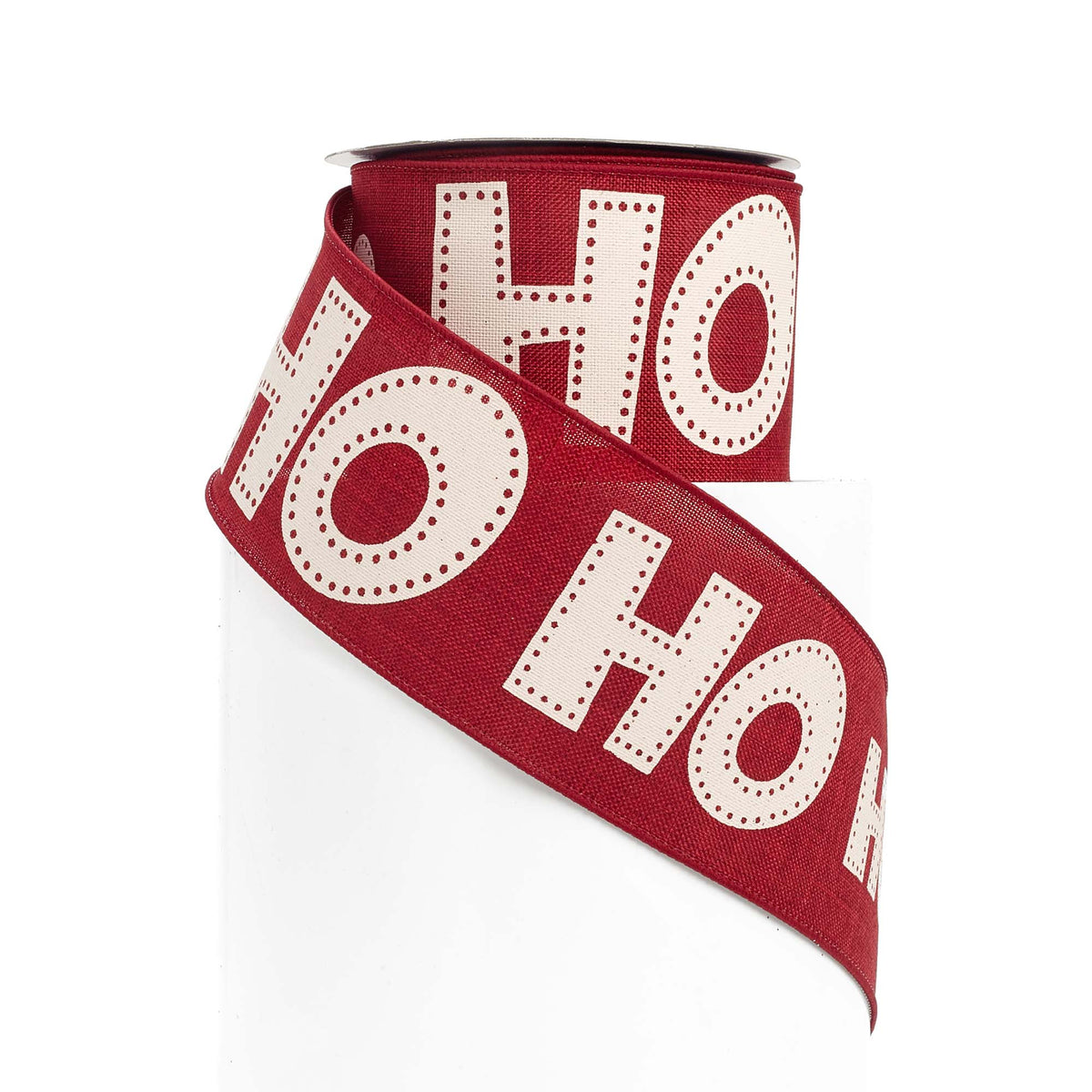 Ruban rouge et blanc avec inscription &#39;&#39; Ho Ho Ho&#39;&#39;, 2,5&#39;&#39; x 10 verges