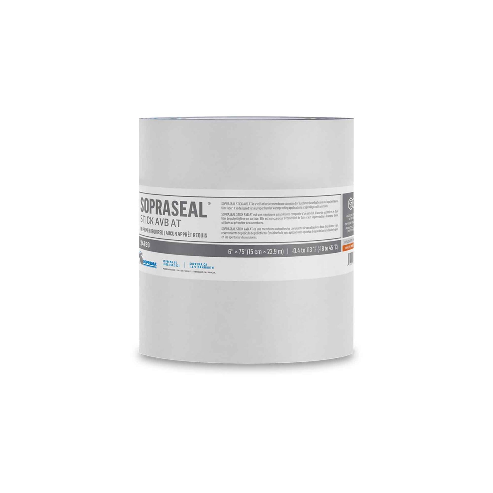 Membrane pare-air et pare-vapeur SOPRASEAL STICK AVB AT, 6" x 75'