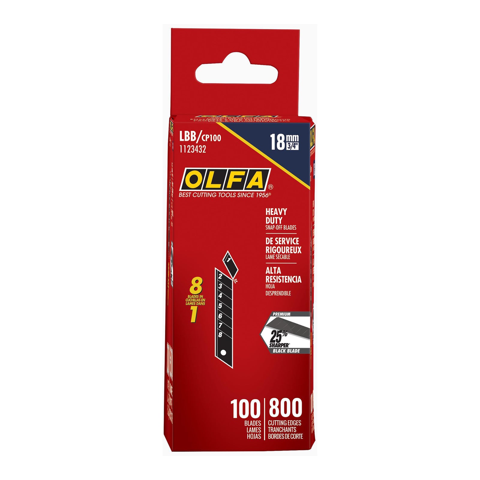Lames sécables noires ultra-tranchantes de 18 mm, 100/pqt (LBB /CP 100)