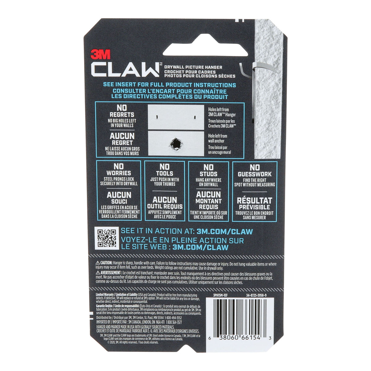 Crochet CLAW pour cadres pour cloisons sèches, 7 kg (15 lb)