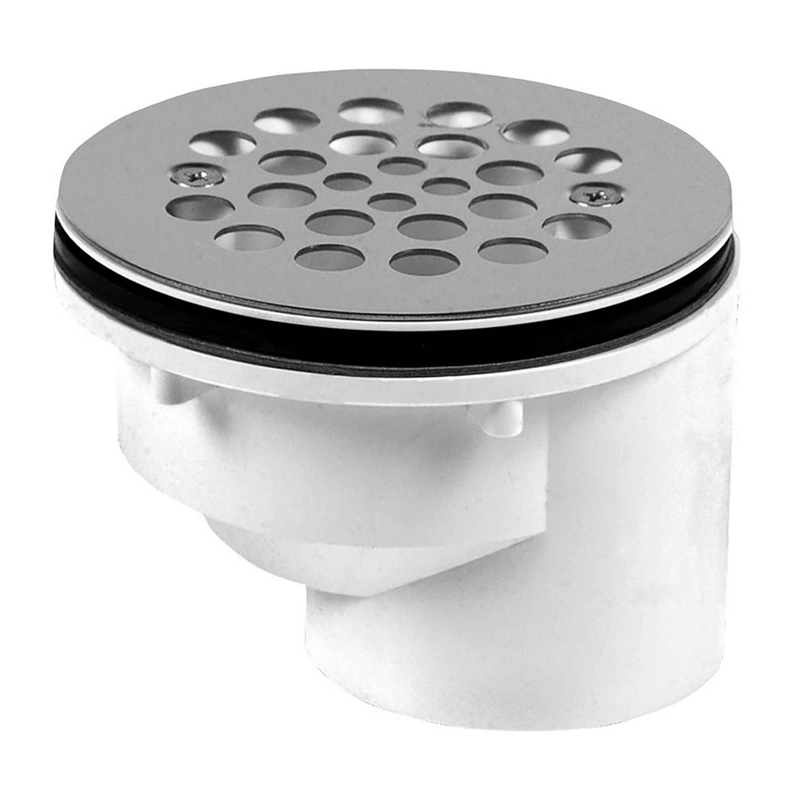 Drain de douche décalé en PVC avec crépine en acier inoxydable, 2"