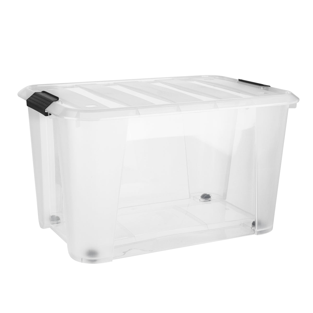 Bac de rangement transparent sur roulettes avec couvert à clips, 52 L