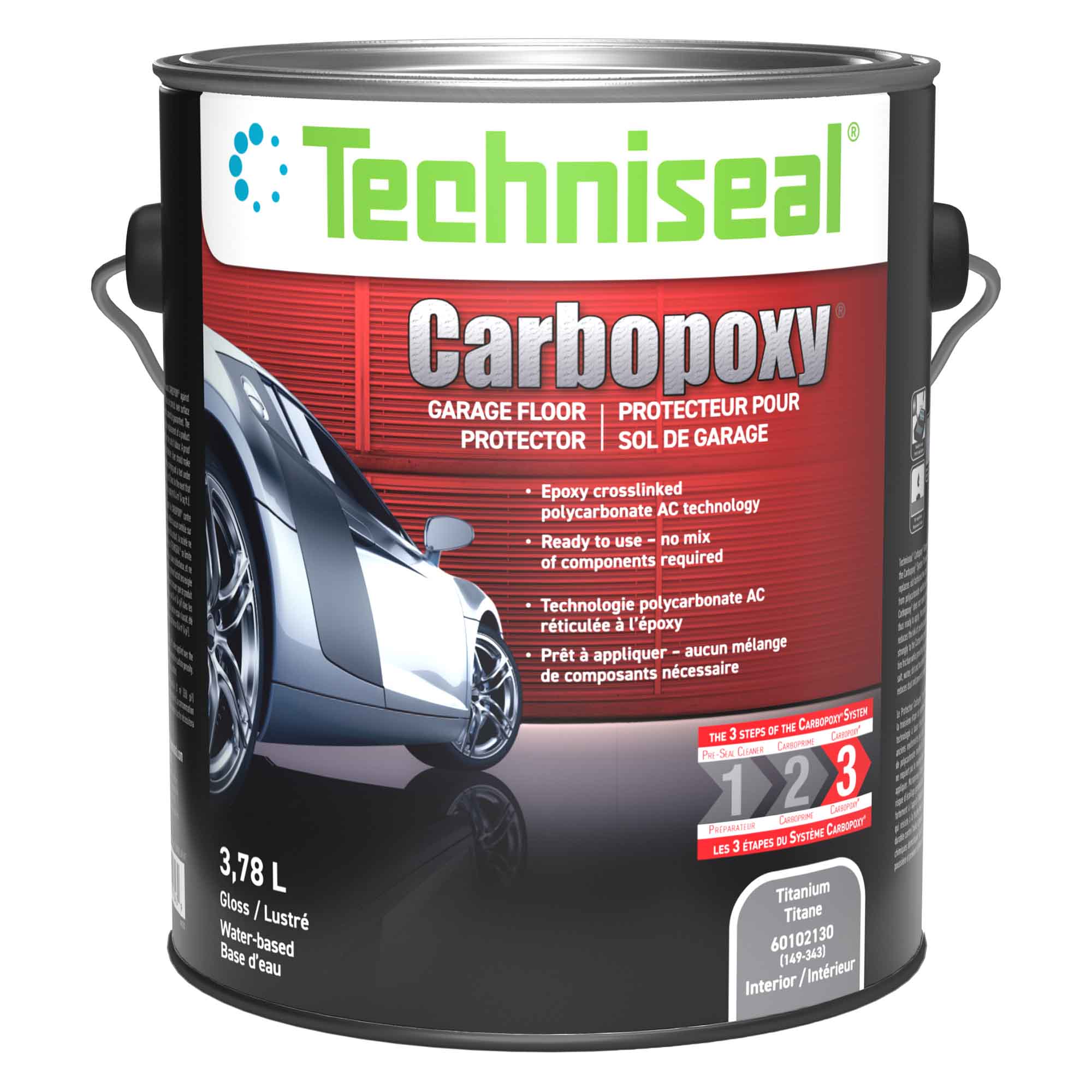 Couche de finition pour sol de garage titane Carbopoxy +,  3,78 L