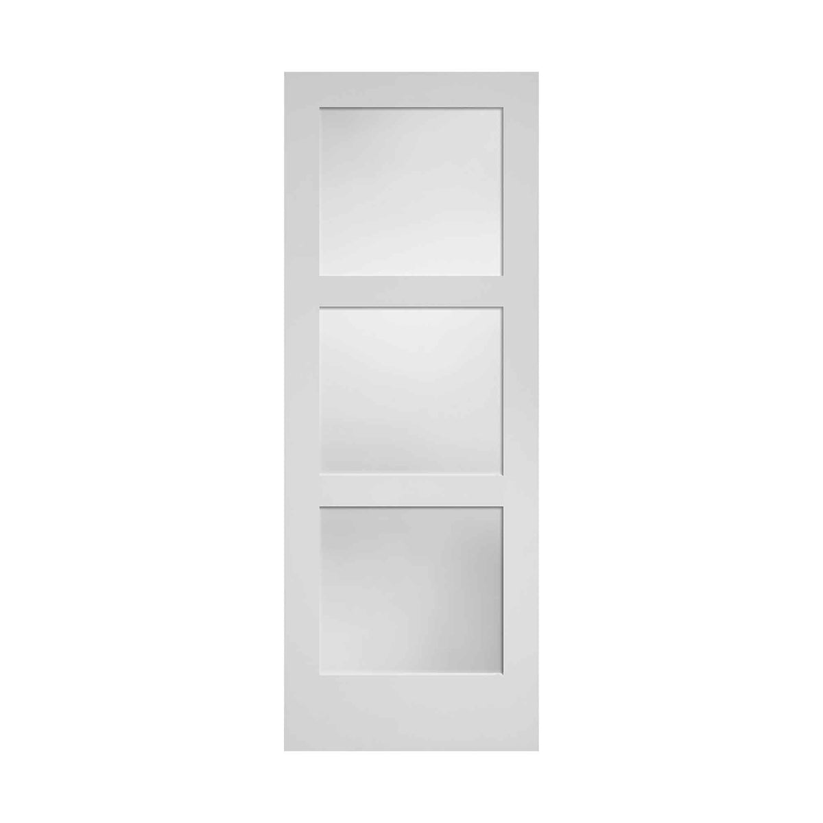 Porte Française de style Shaker à 3 verres laminés avec apprêt blanc, 28&#39; x 80&#39;&#39; 