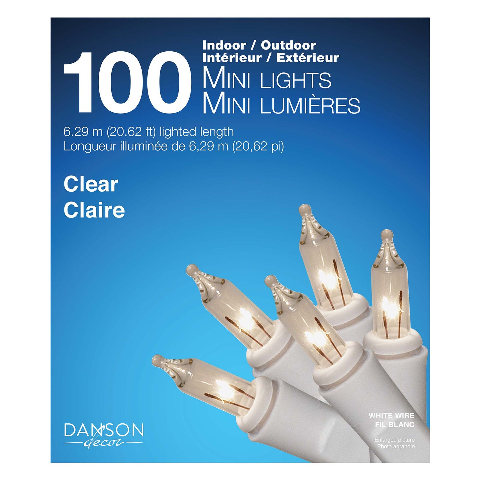 Jeux de 100 mini lumières incandescentes claires, 6,29 m