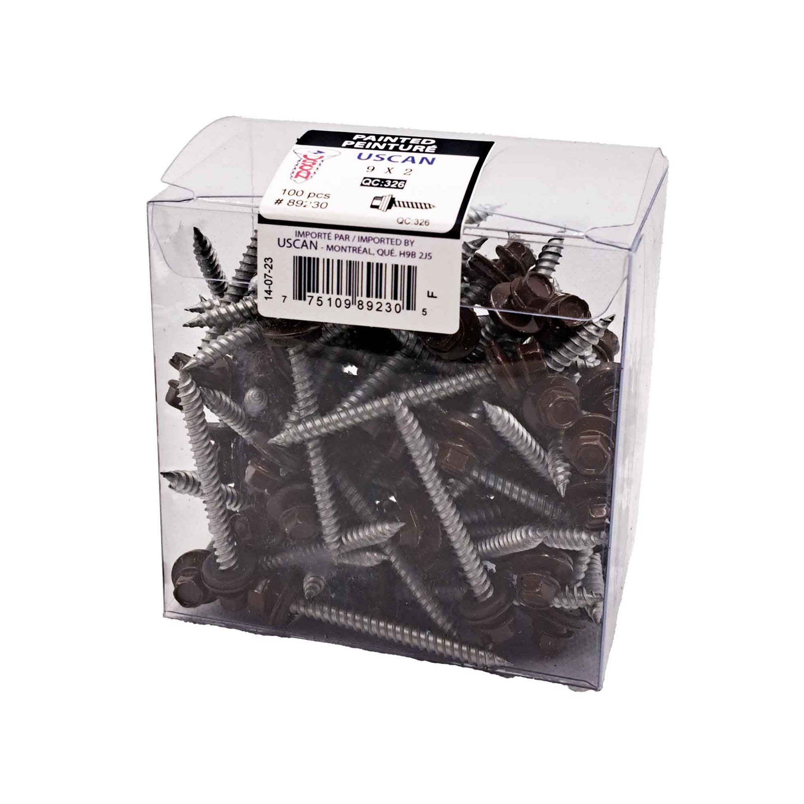 Vis à tôle à tête de couleur café, #9 x 2" (100 unités)