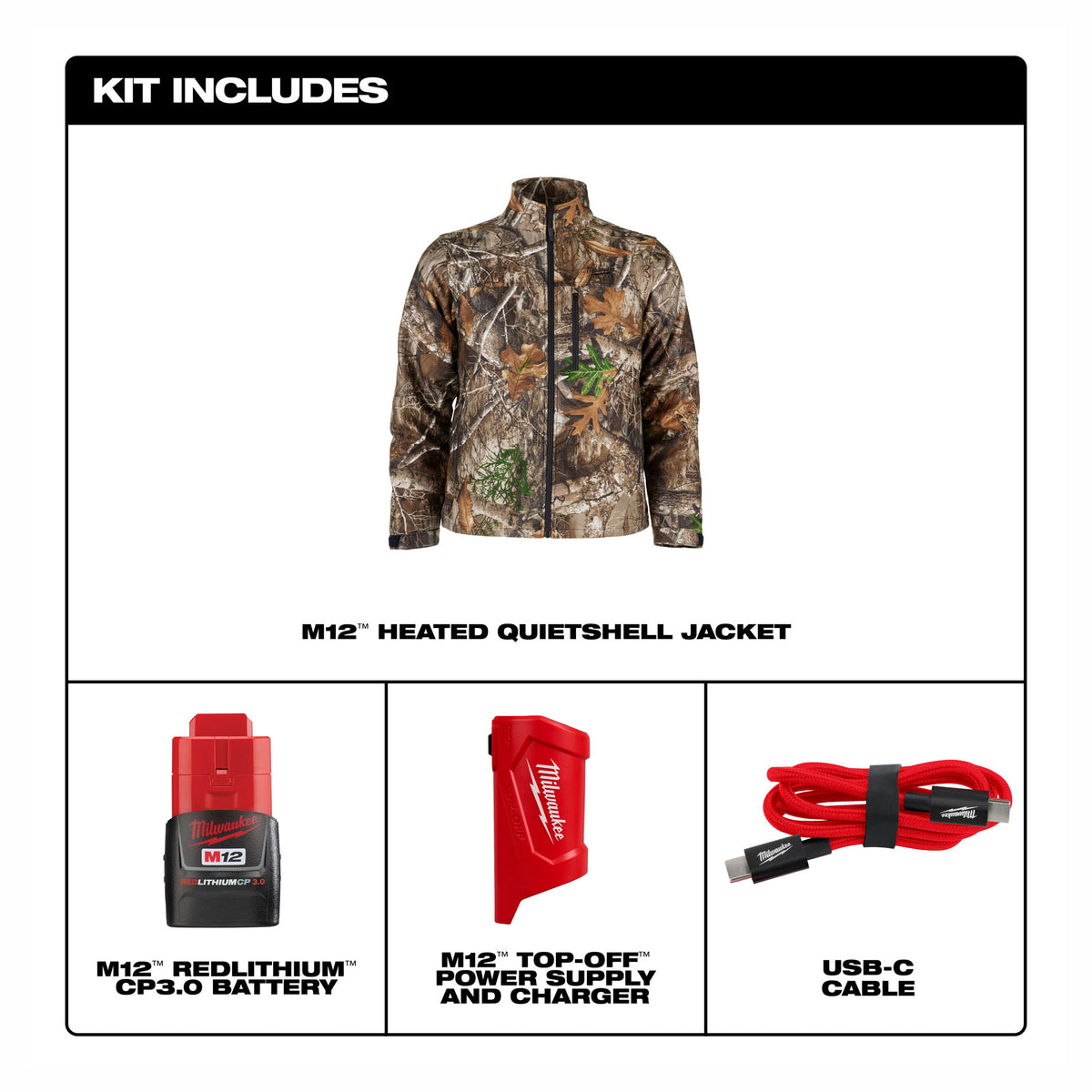 Veste chauffante Camouflage M12 QuietShell, grand