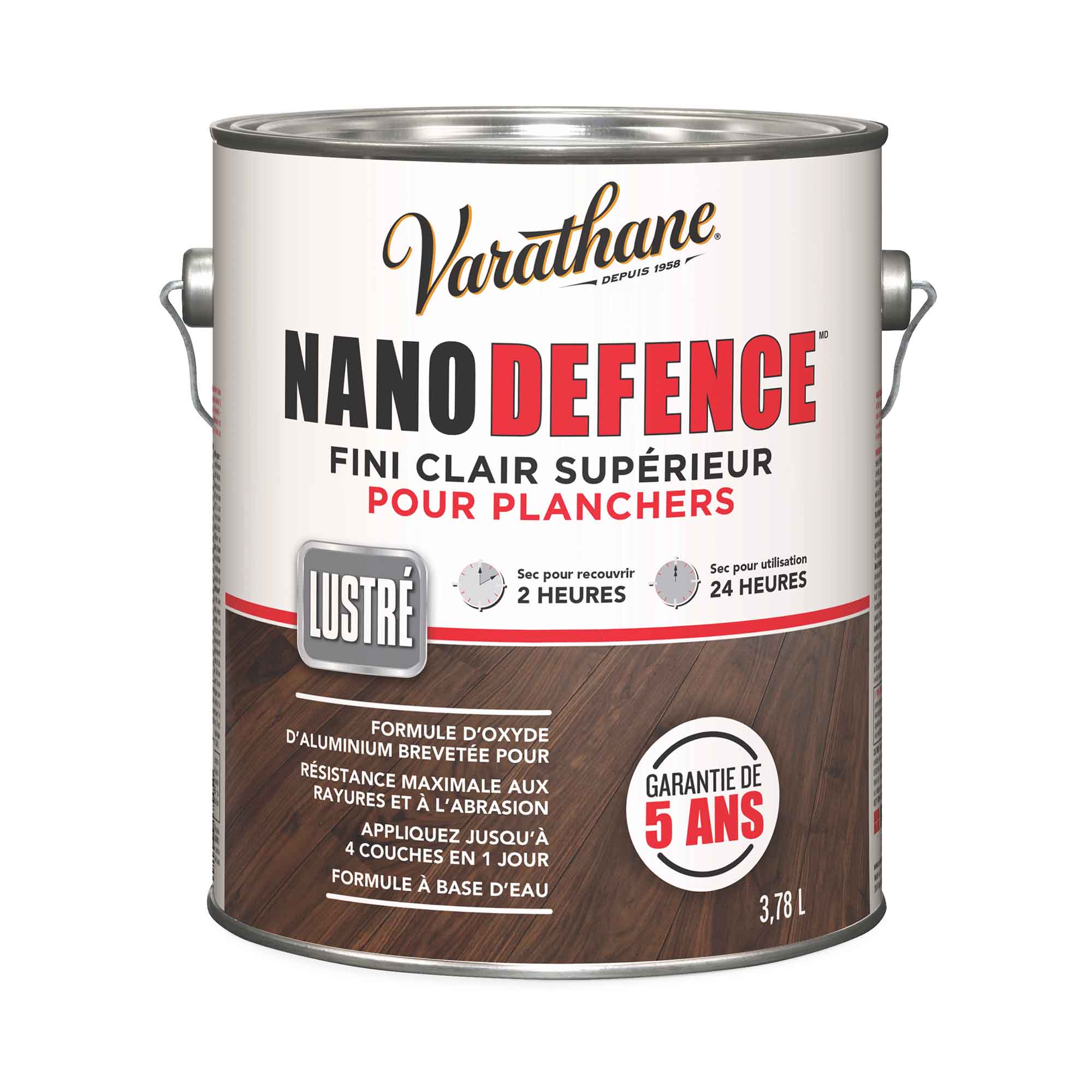 Fini transparent pour planchers de qualité supérieure Nano Defence lustré, 3,78 L