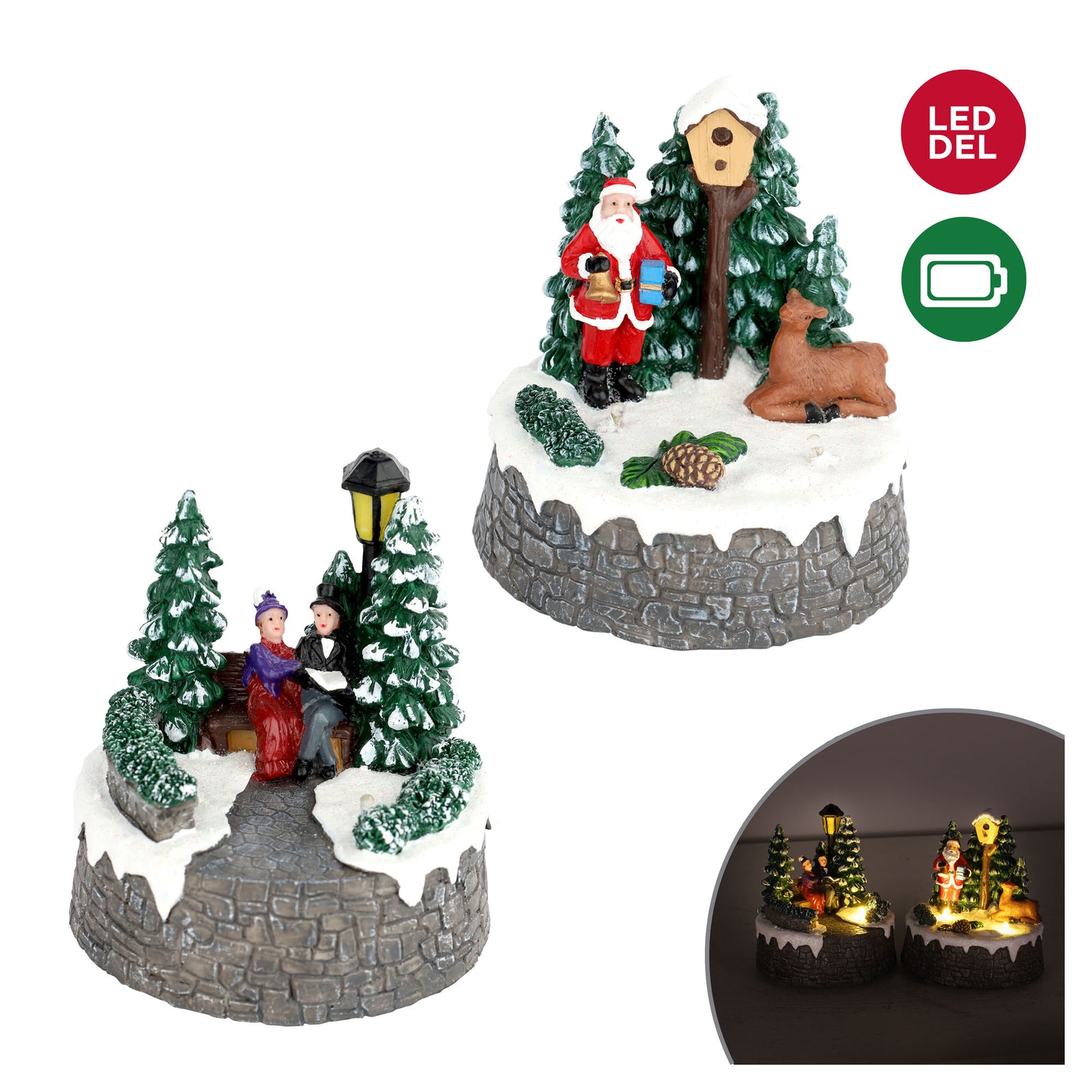 Scène lumineuse de Noël en résine, 6'' (choix entre 2 modèles)