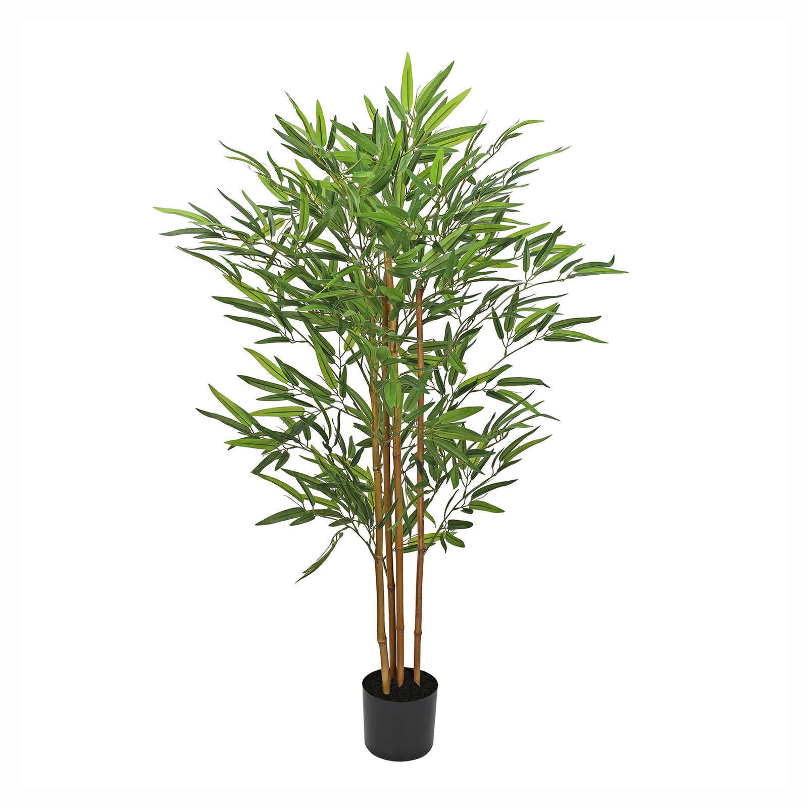 Arbre de bambou artificiel avec quatre troncs naturels dans un pot noir, 51"
