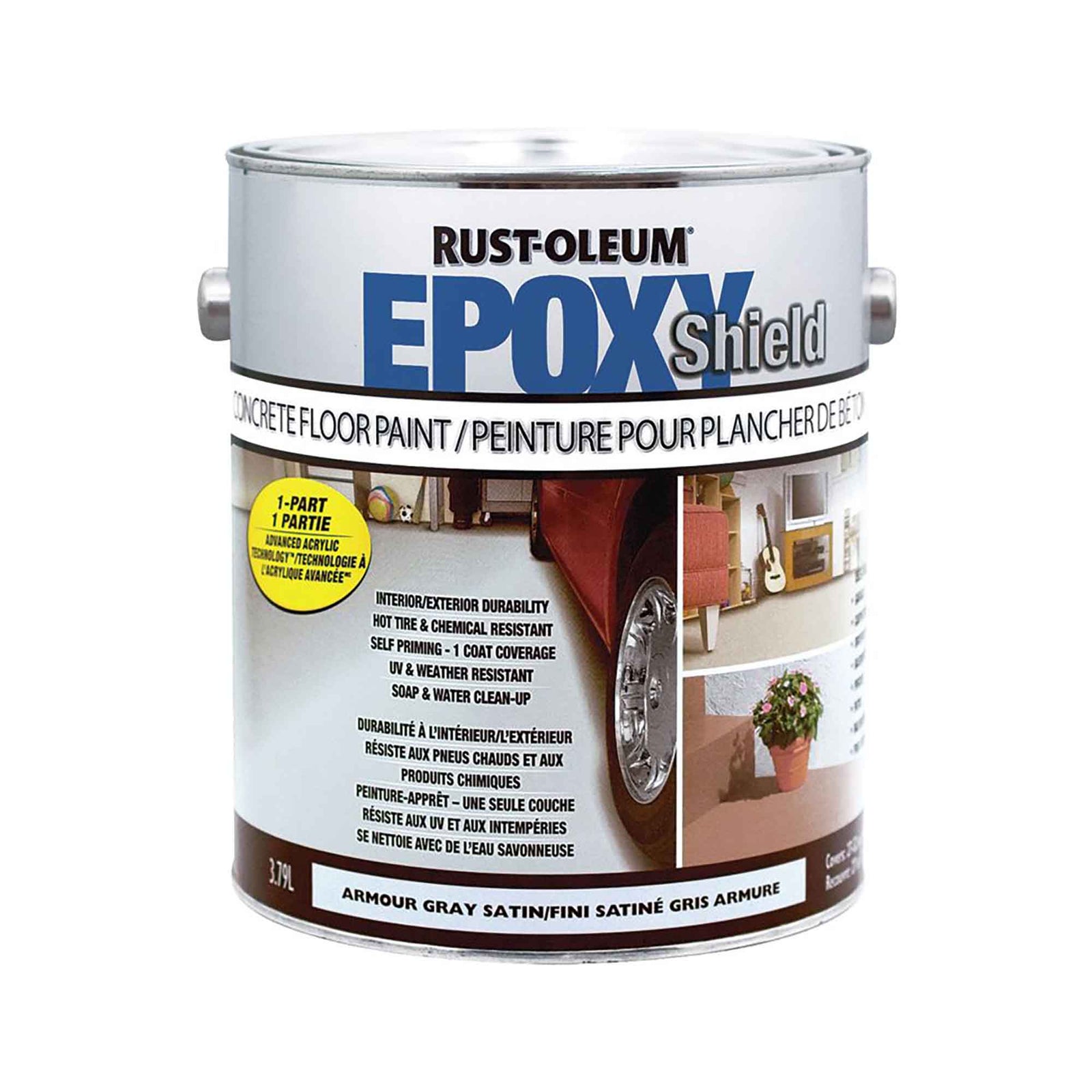 Peinture pour planchers de béton EpoxyShield satiné gris armure, 3,79 L