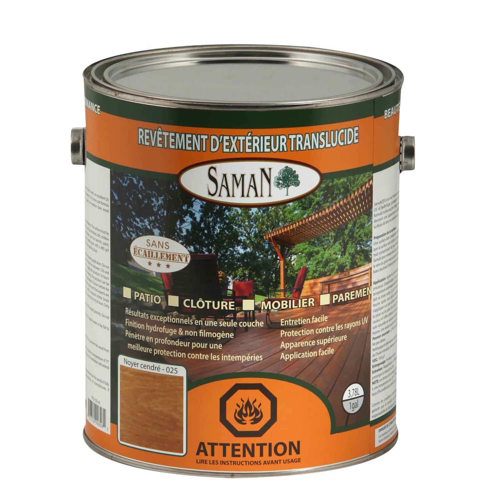 Revêtement d'extérieur translucide noyer cendré, 3,78 L