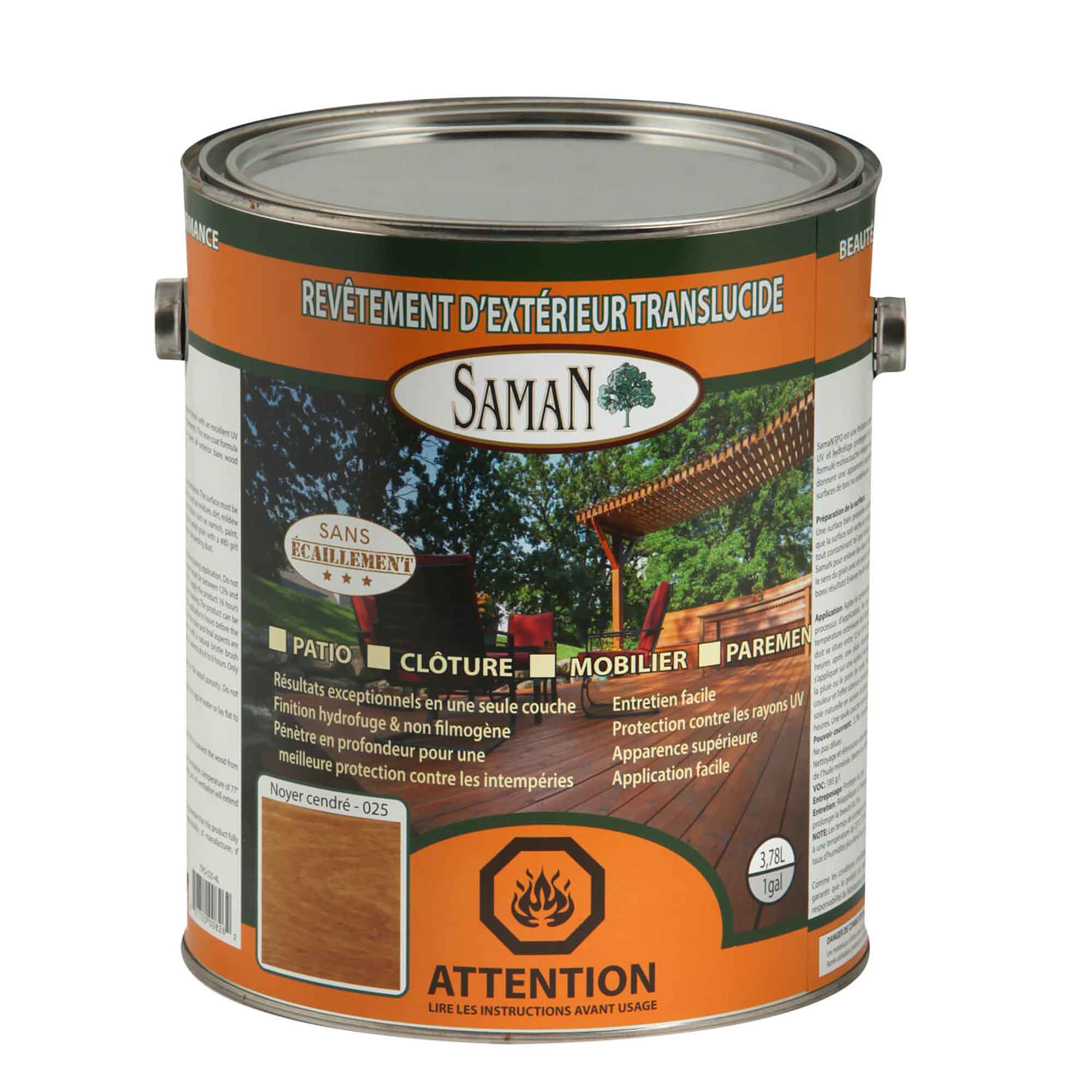 Revêtement d'extérieur translucide noyer cendré, 3,78 L