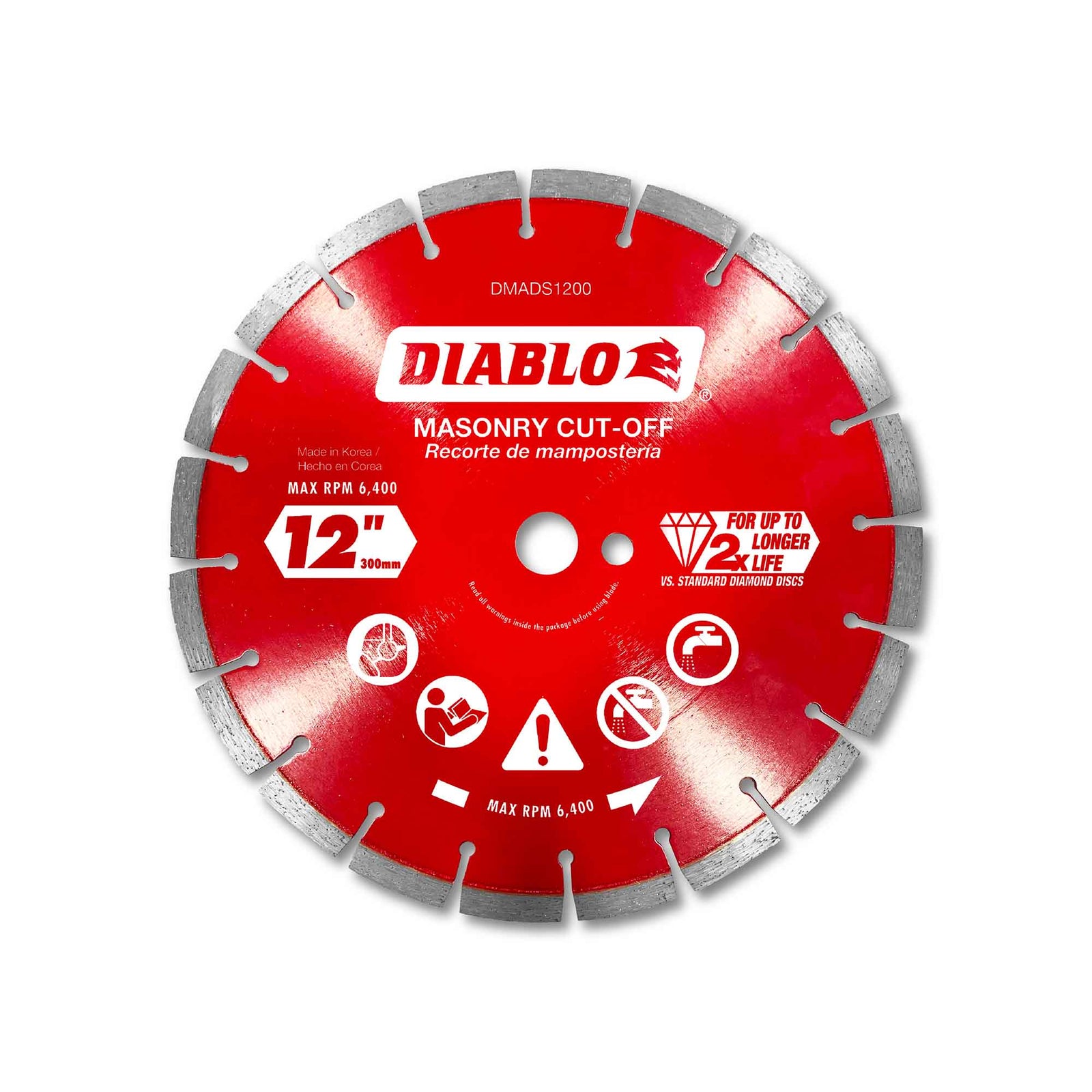 Lame diamantée segmentée pour le tronçonnage de maçonnerie, 12''