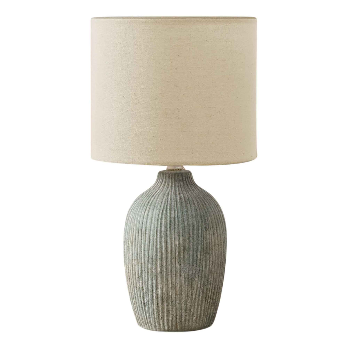 Lampe de table en céramique avec abat-jour, 17,5'' (vert et beige)