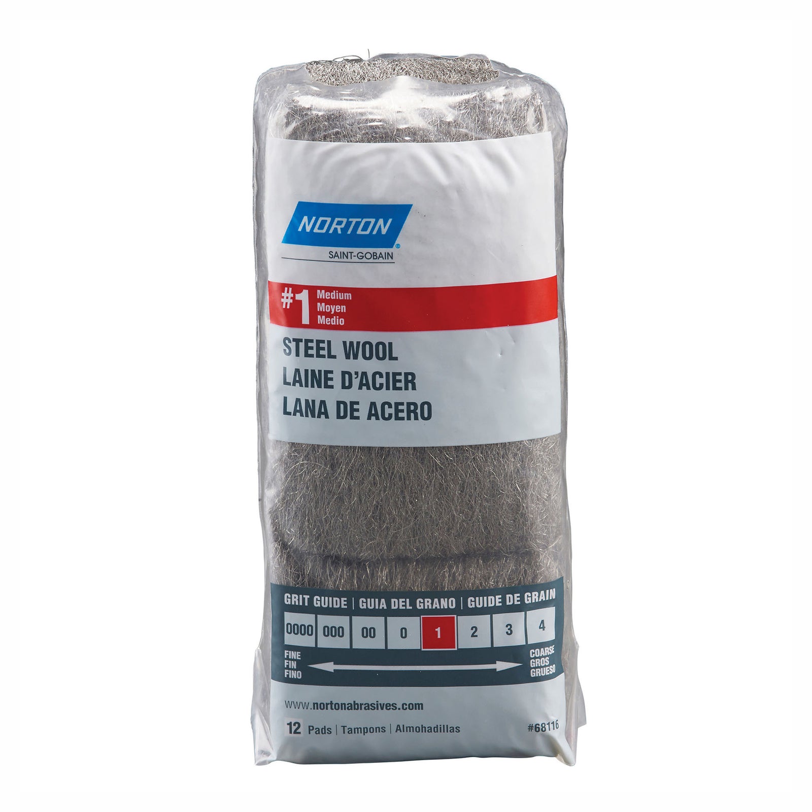 Tampon de laine d’acier #1 moyen, 12 unités