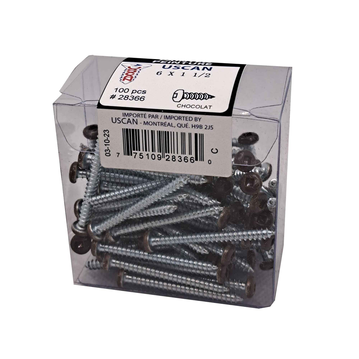 Vis pour métal à tête ronde de couleur chocolat, #6 x 1-1/2" (100 unités)