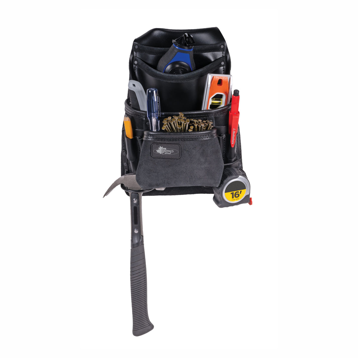 Sac Phantom en cuir noir résistant pour clous et outils, 10 poches