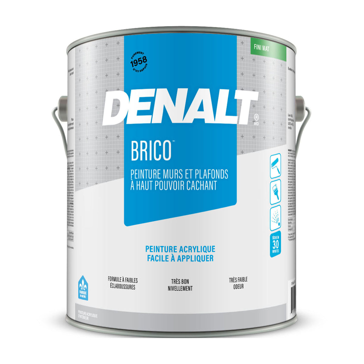 Peinture d'intérieure Brico acrylique pour murs et plafonds mat base 1, 3,7 L