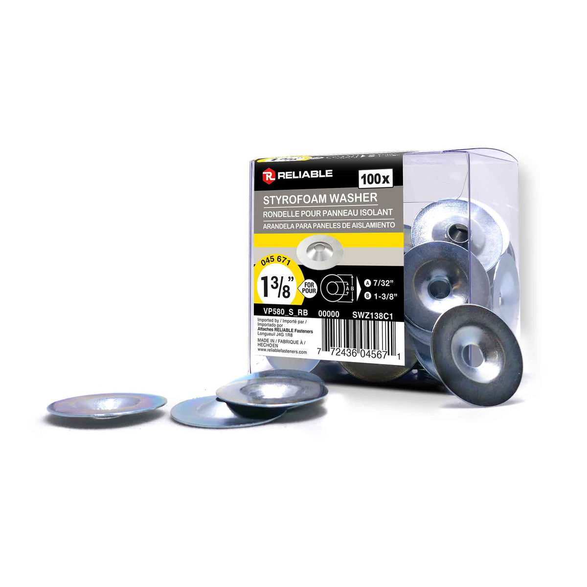 Rondelle en acier pour polystyrène, 1-3/8'' (100 unités)