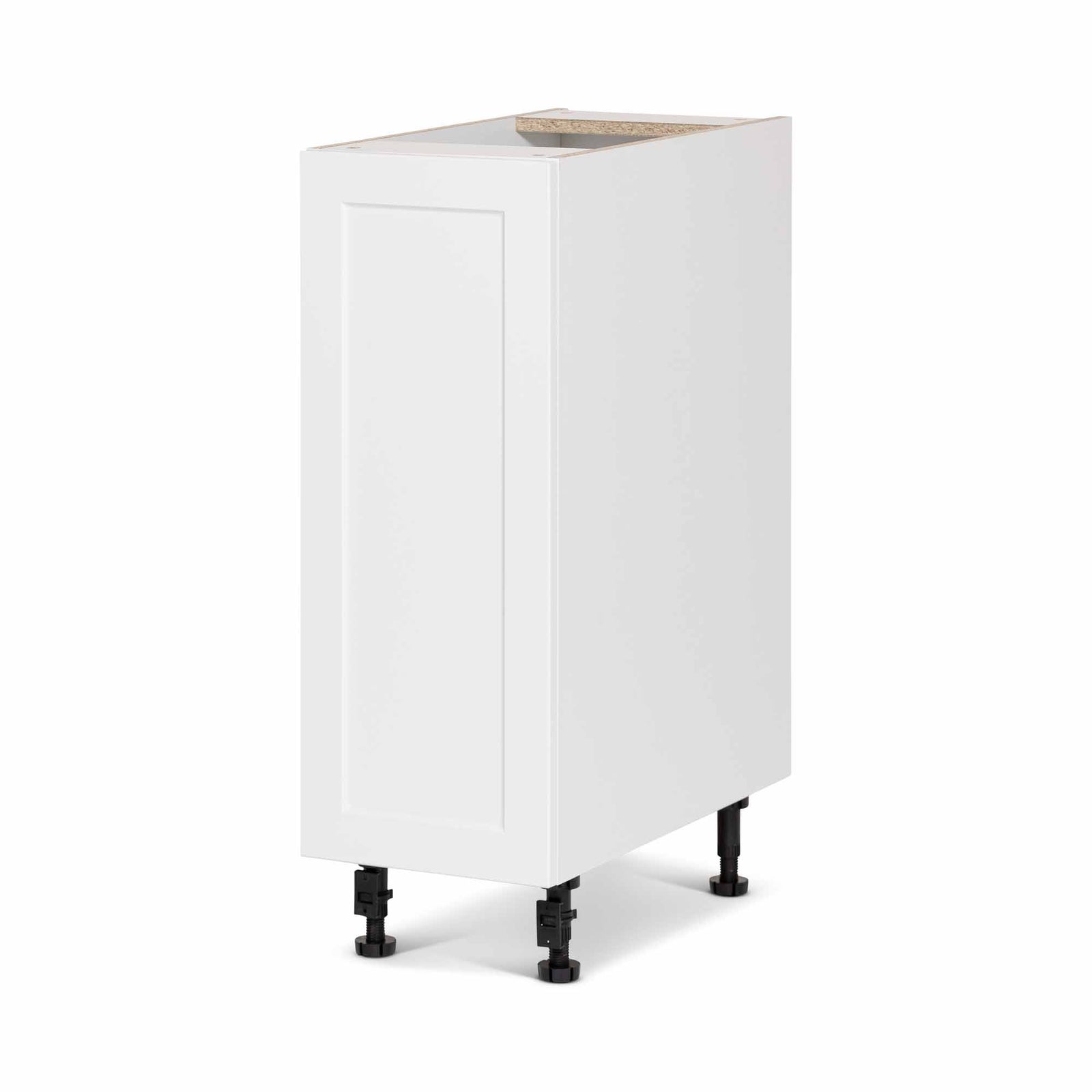 Module de bas d'armoire de cuisine de style Shaker en mélamine blanche avec 1 porte, 12"