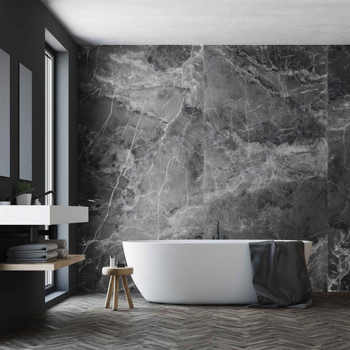 Panneau mural Surface Design, 47-1/4'' x 96" (marbre orage lustré)