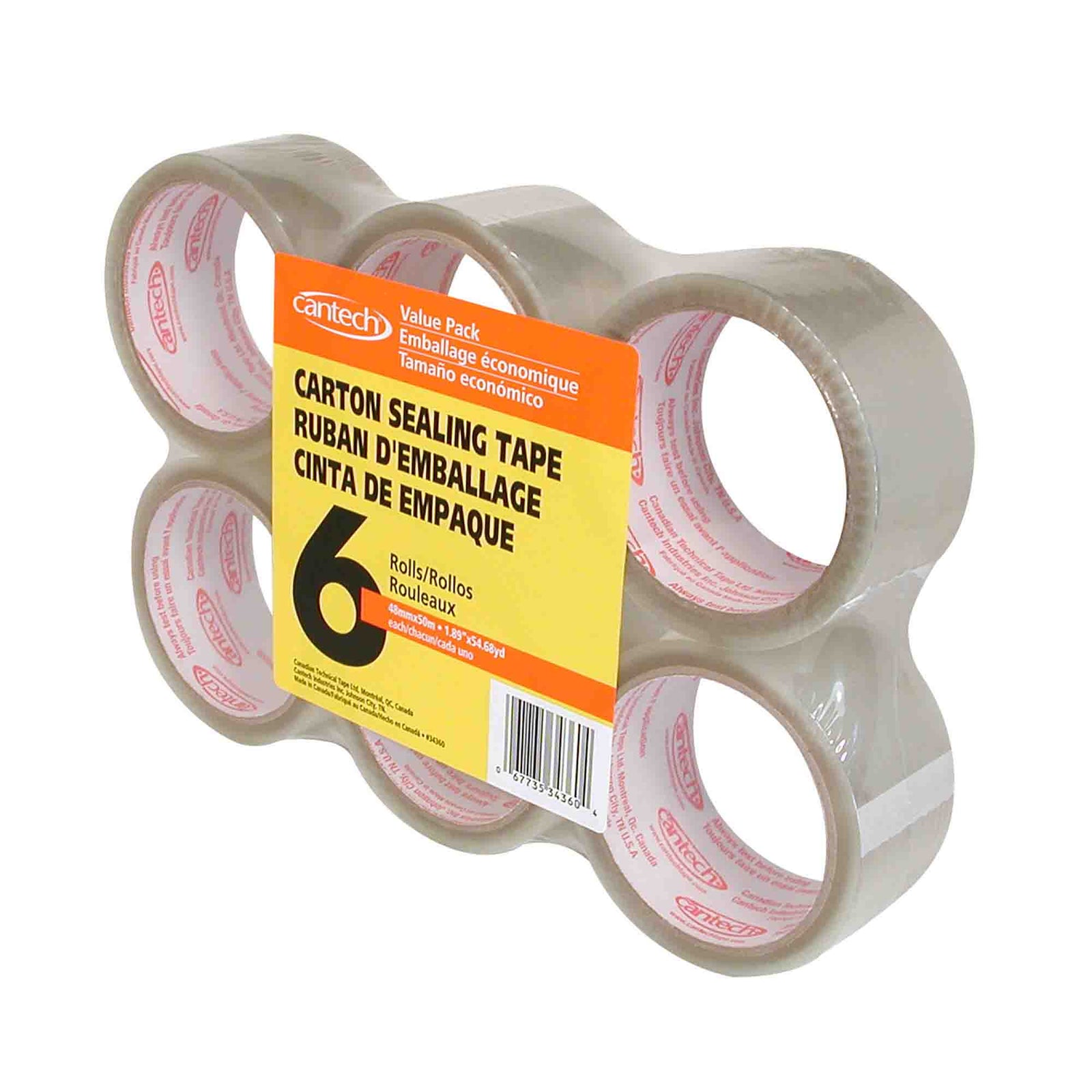 Ruban d'emballage de 48 mm x 50 m, paquet de 6 rouleaux