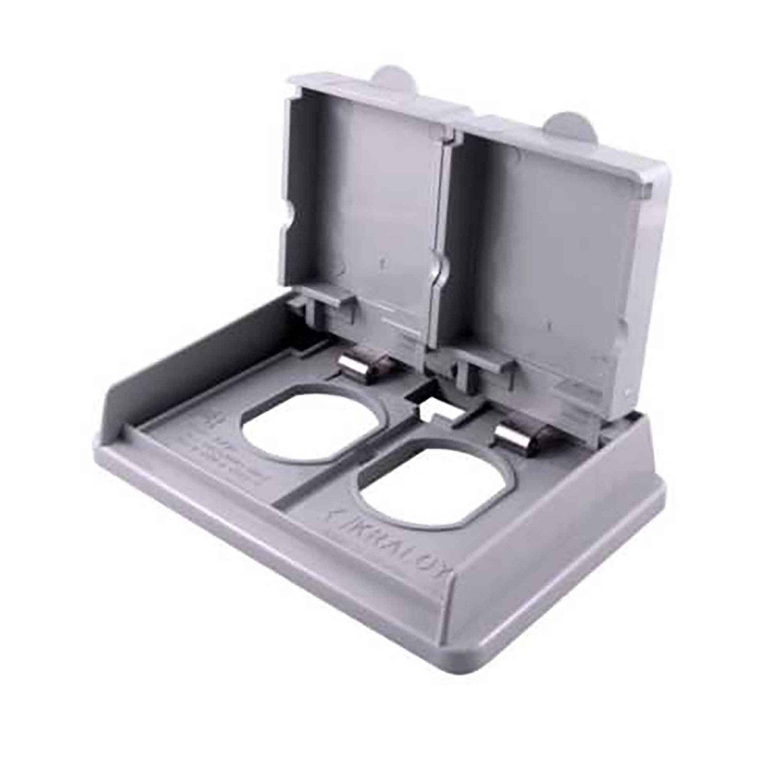 Couvercle horizontal de réceptacle pour boîte à 1 groupe avec prise double en PVC WDRE15/10, gris 