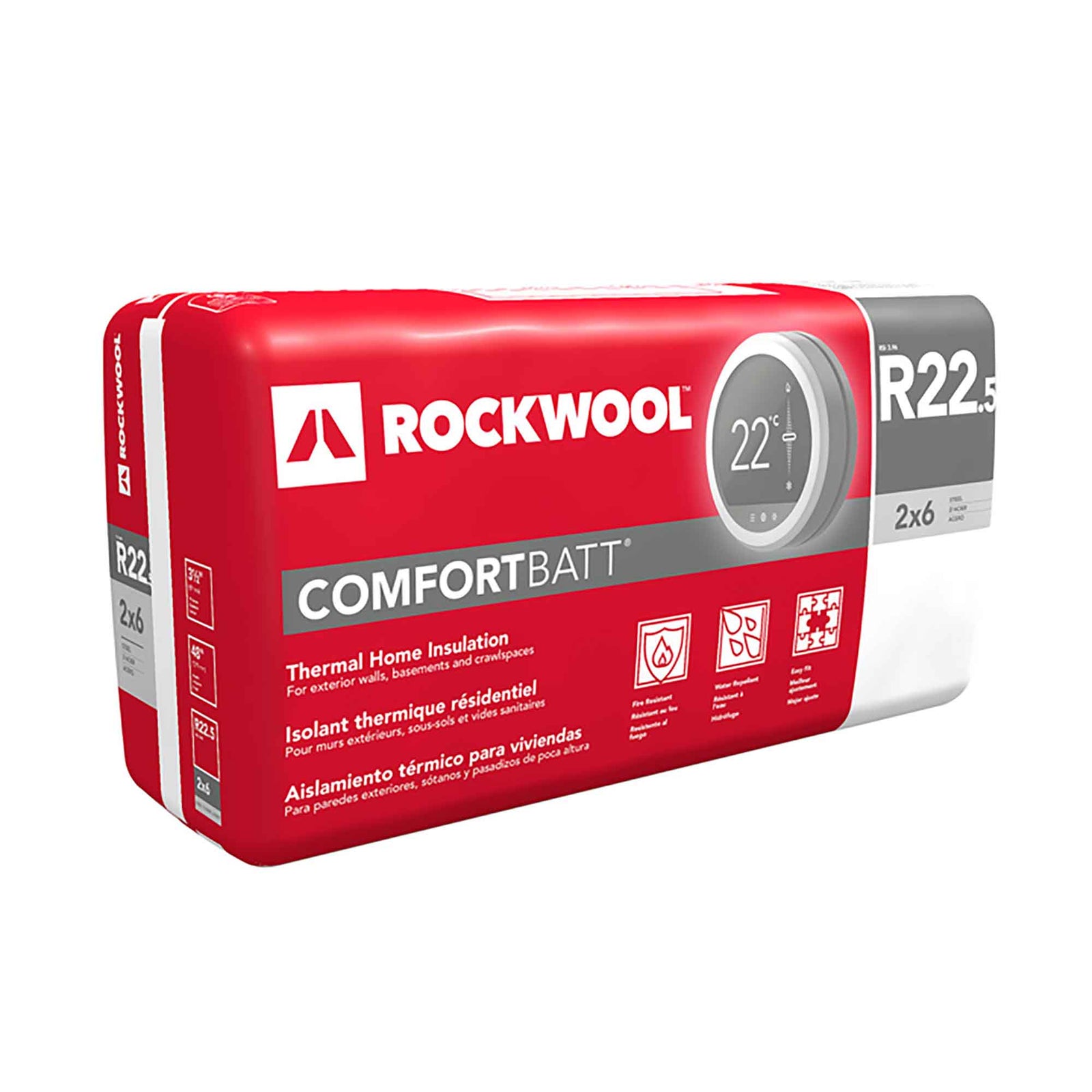 Isolant thermique résidentiel R22,5 Comfortbatt pour ossatures d’acier, 6" x 16-1/4" x 48" (43,3 pi²) 