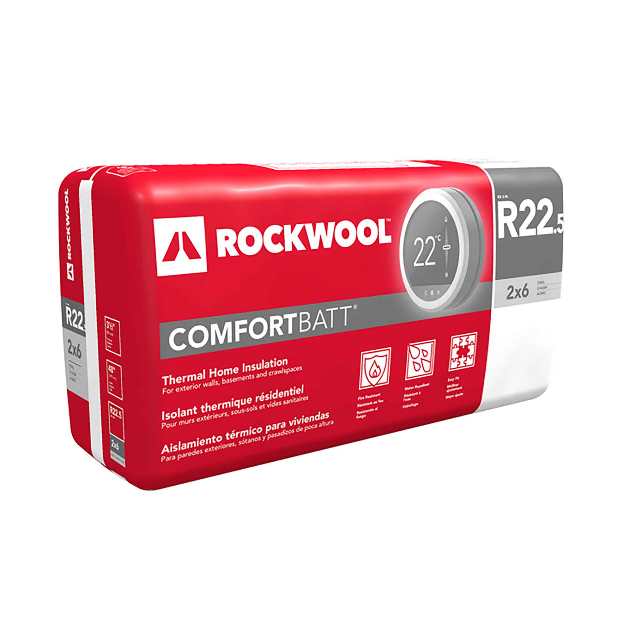 Isolant thermique résidentiel R22,5 Comfortbatt pour ossatures d’acier, 6" x 16-1/4" x 48" (43,3 pi²) 