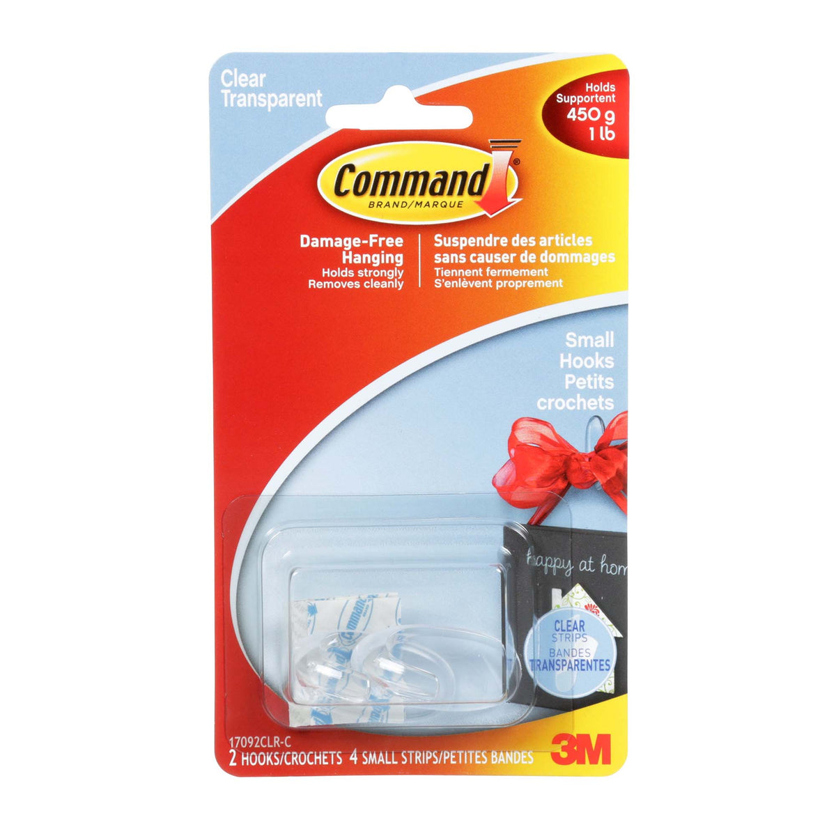 Petits crochets transparents Command, 2 crochets, 4 bandes par paquet