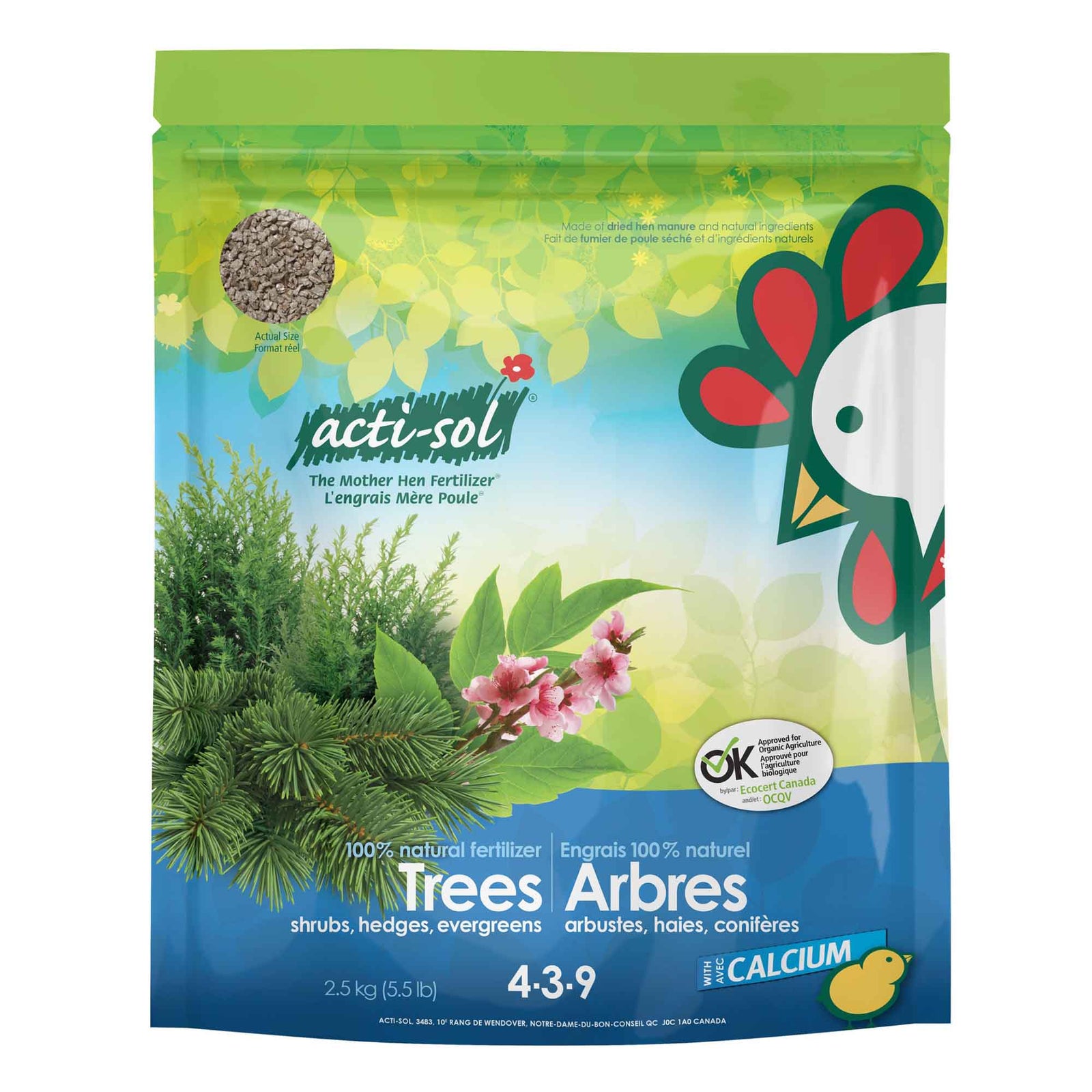 Engrais Mère Poule pour arbres, arbustes, haies et conifères 4-3-9, 2,5 kg