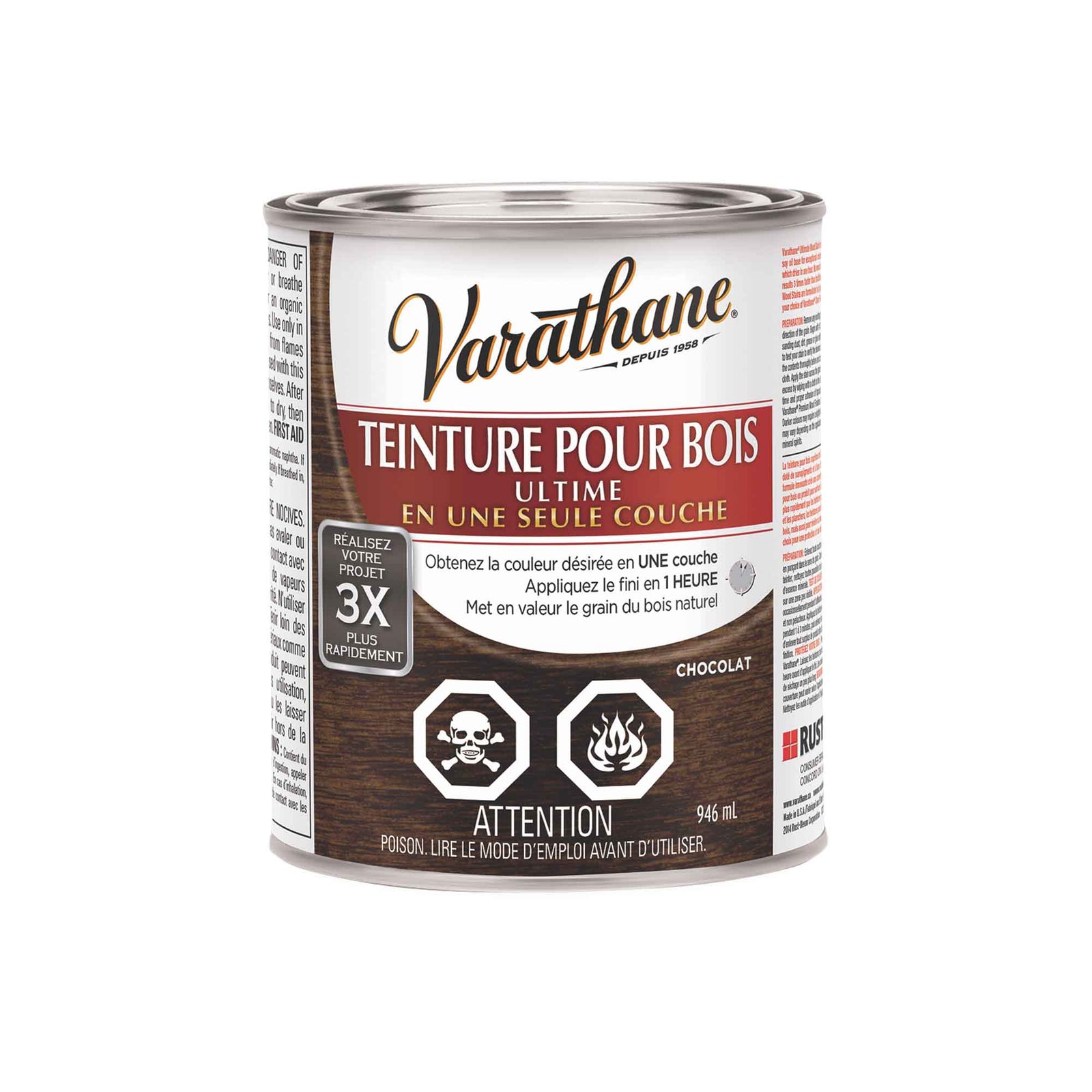 Teinture pour bois Ultime chocolat, 946 ml