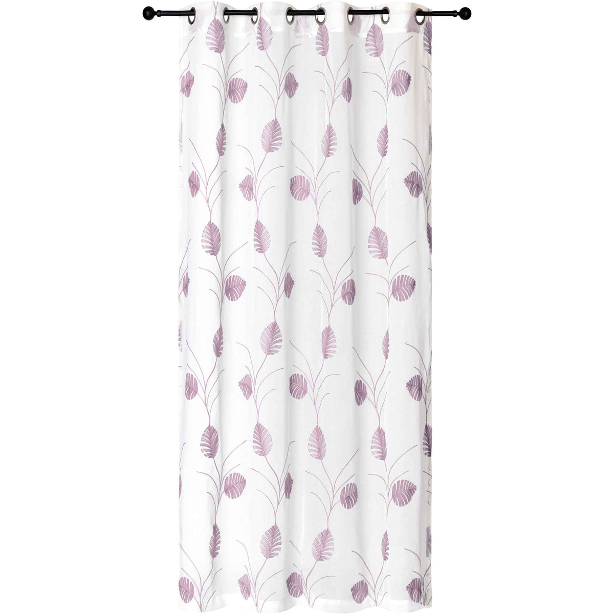 Panneau de rideau Dolly brodé avec feuilles de palmier, 54'' x 84'' (Woodrose)