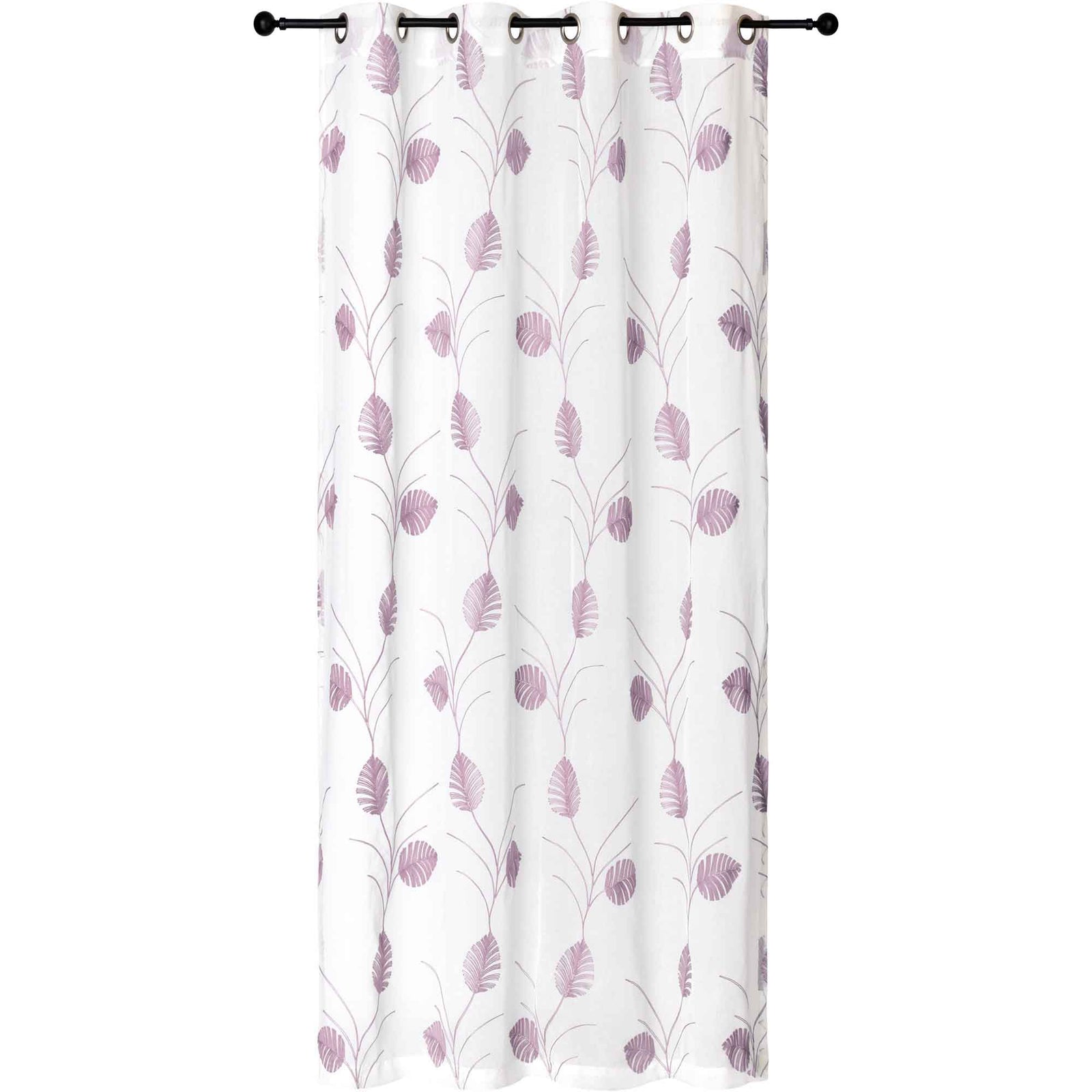 Panneau de rideau Dolly brodé avec feuilles de palmier, 54'' x 84'' (Woodrose)