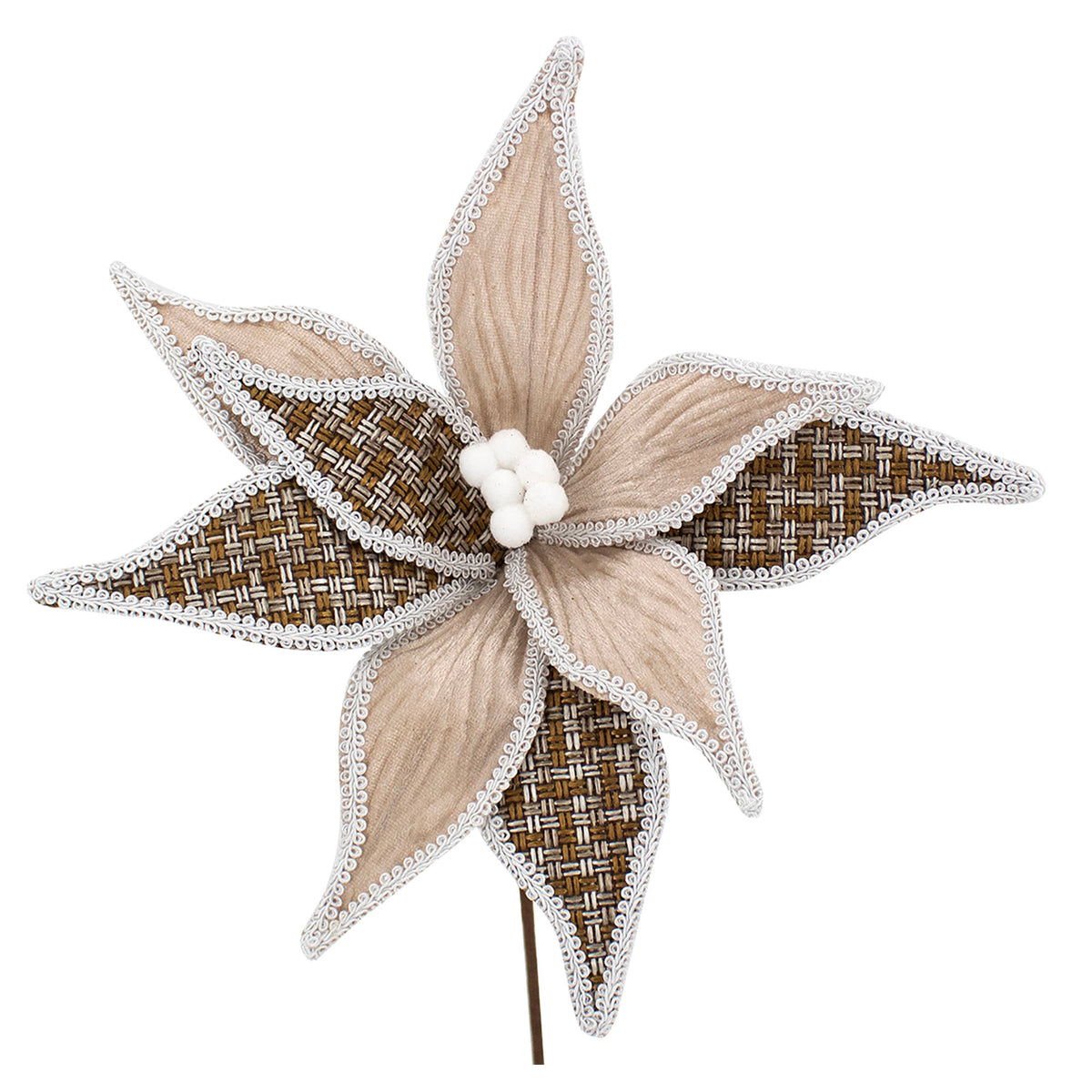 Pic avec poinsettia avec motif brun et crème, 13''