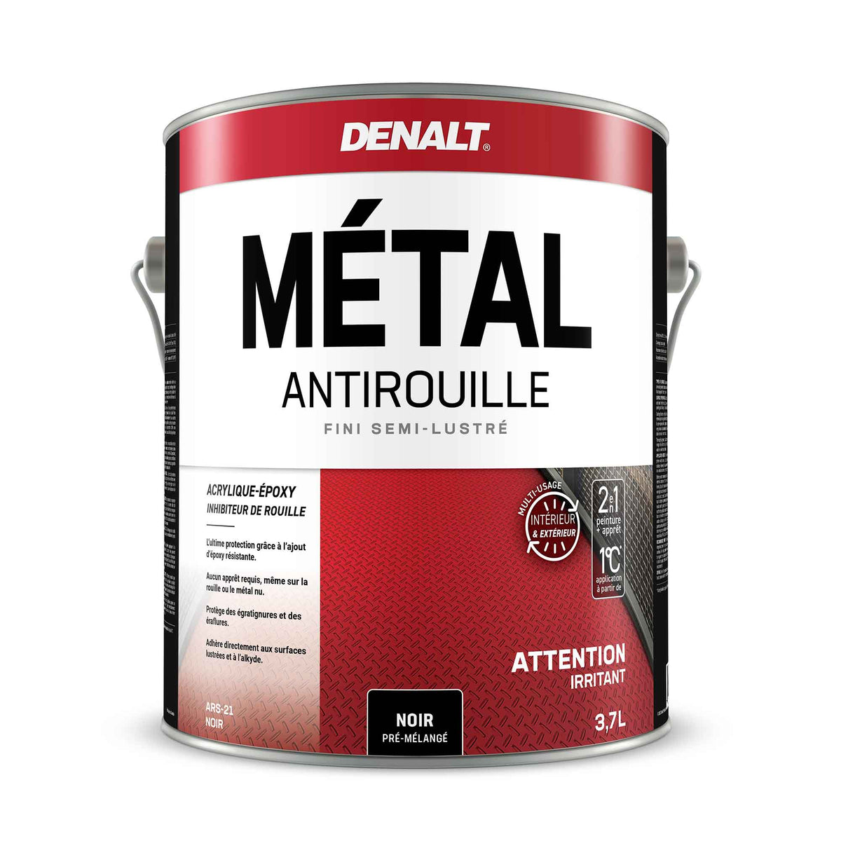 Peinture antirouille pour le métal semi-lustré noir, 3,7 L