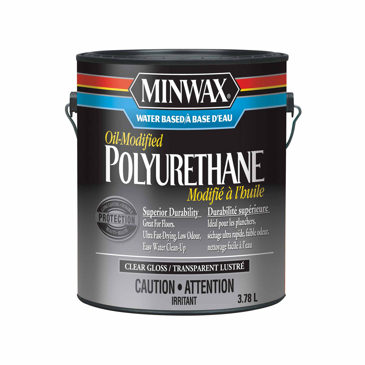 Minwax polyuréthane modifié à l&#39;huile à base d&#39;eau transparent lustré, 3,78 L