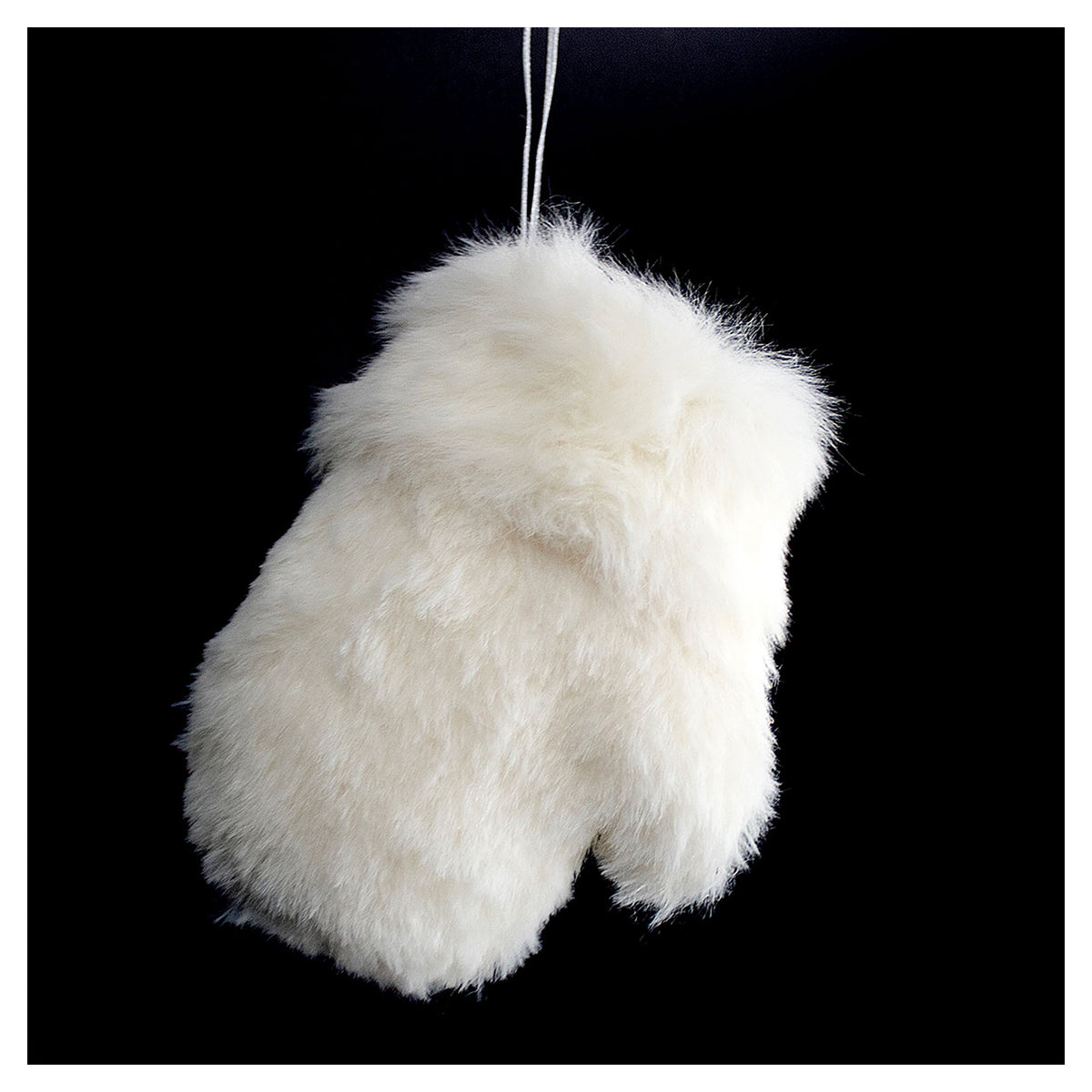 Décoration de mitaine en fourrure blanche à suspendre, 4''