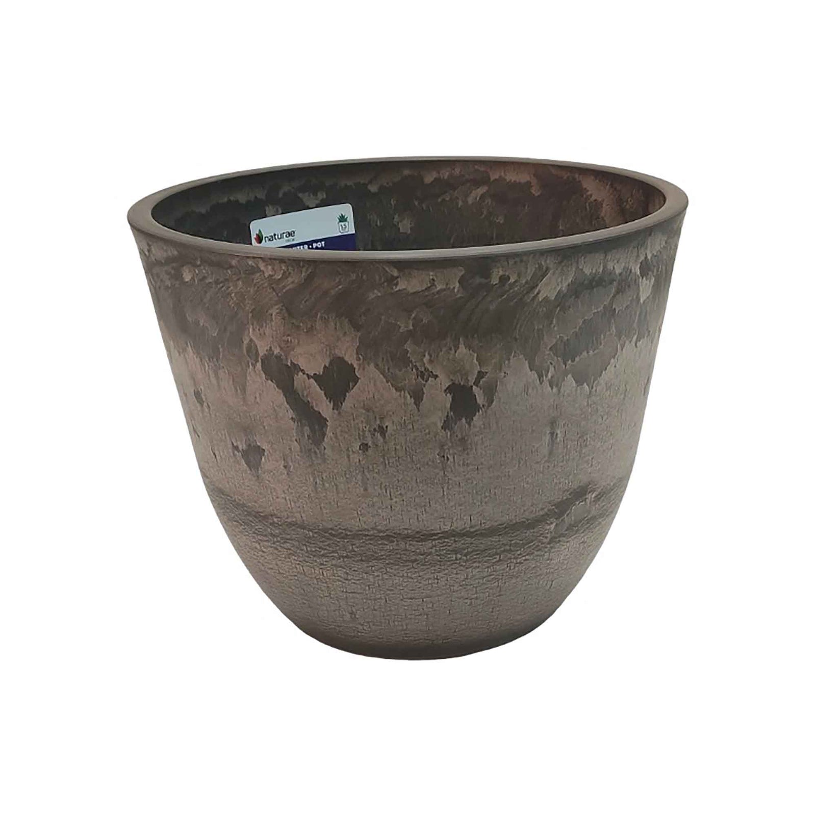 Pot rond au fini pierre brune, 9" x 12''