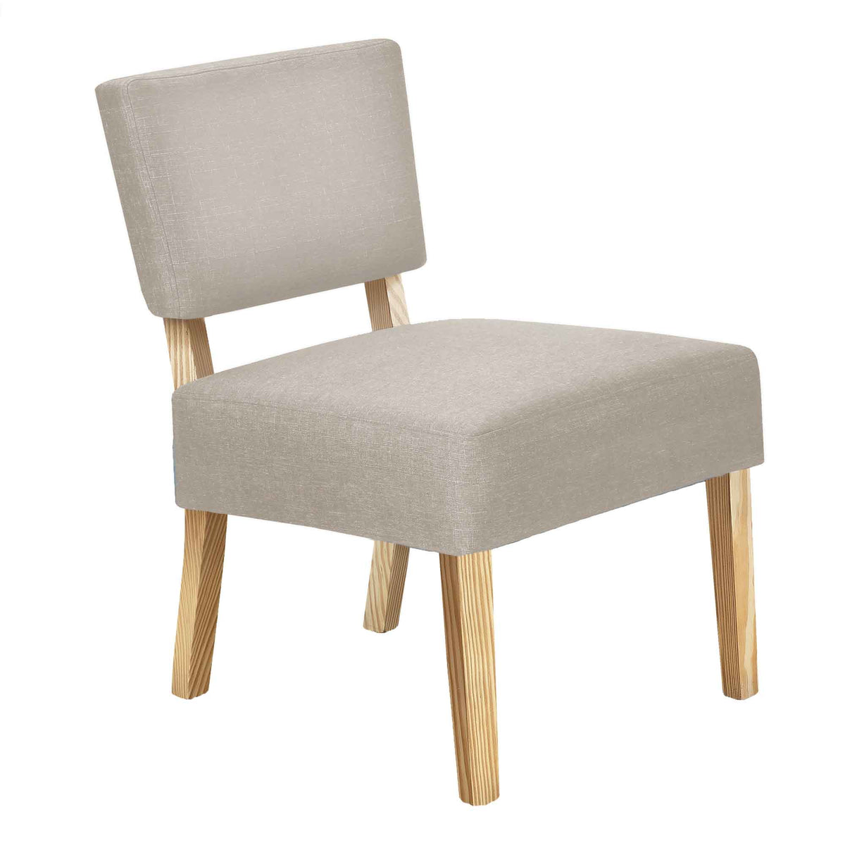 Chaise d&#39;appoint en tissu avec pieds en bois naturel, taupe