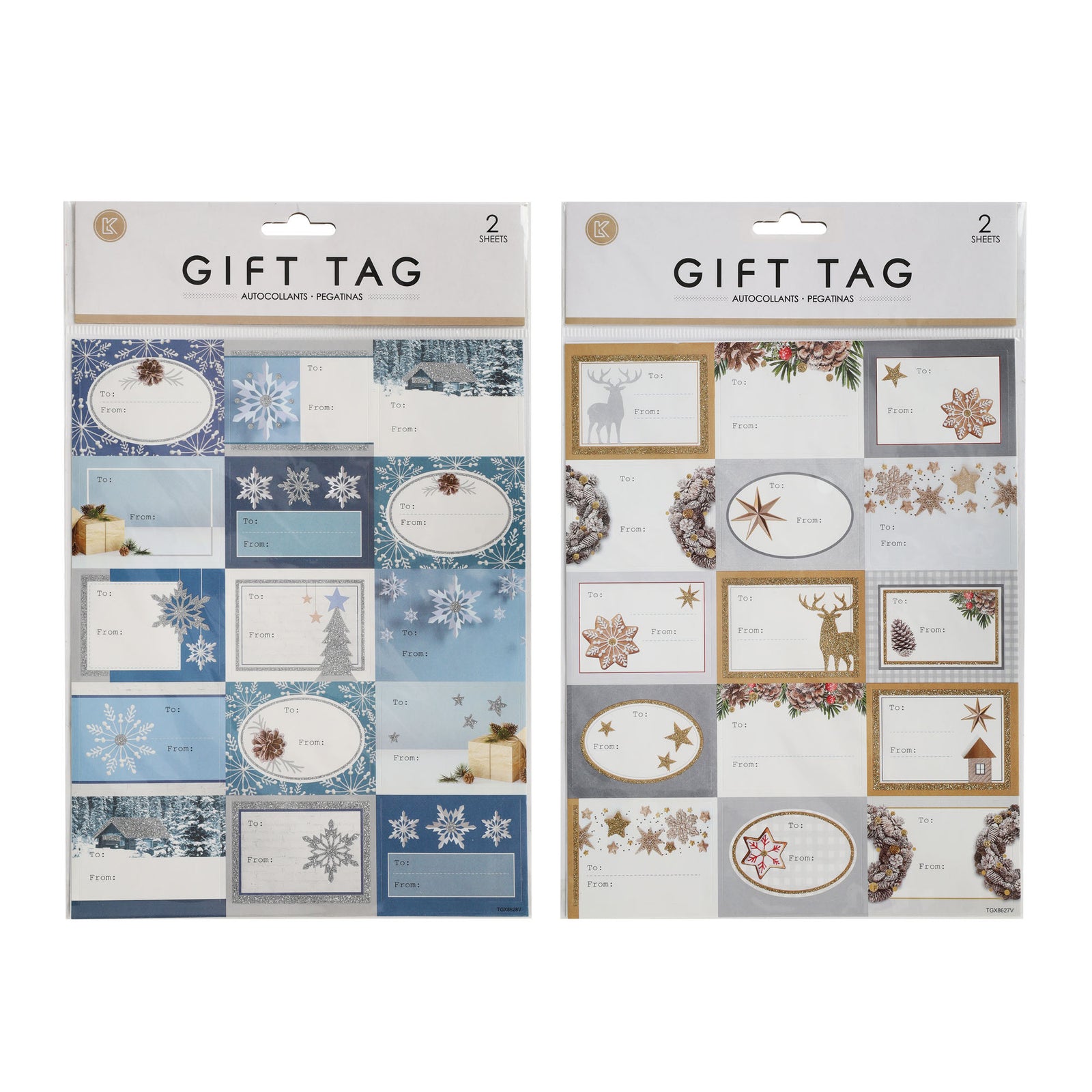 Étiquettes autocollantes et pailletées pour cadeaux, 30 pièces (assorties)