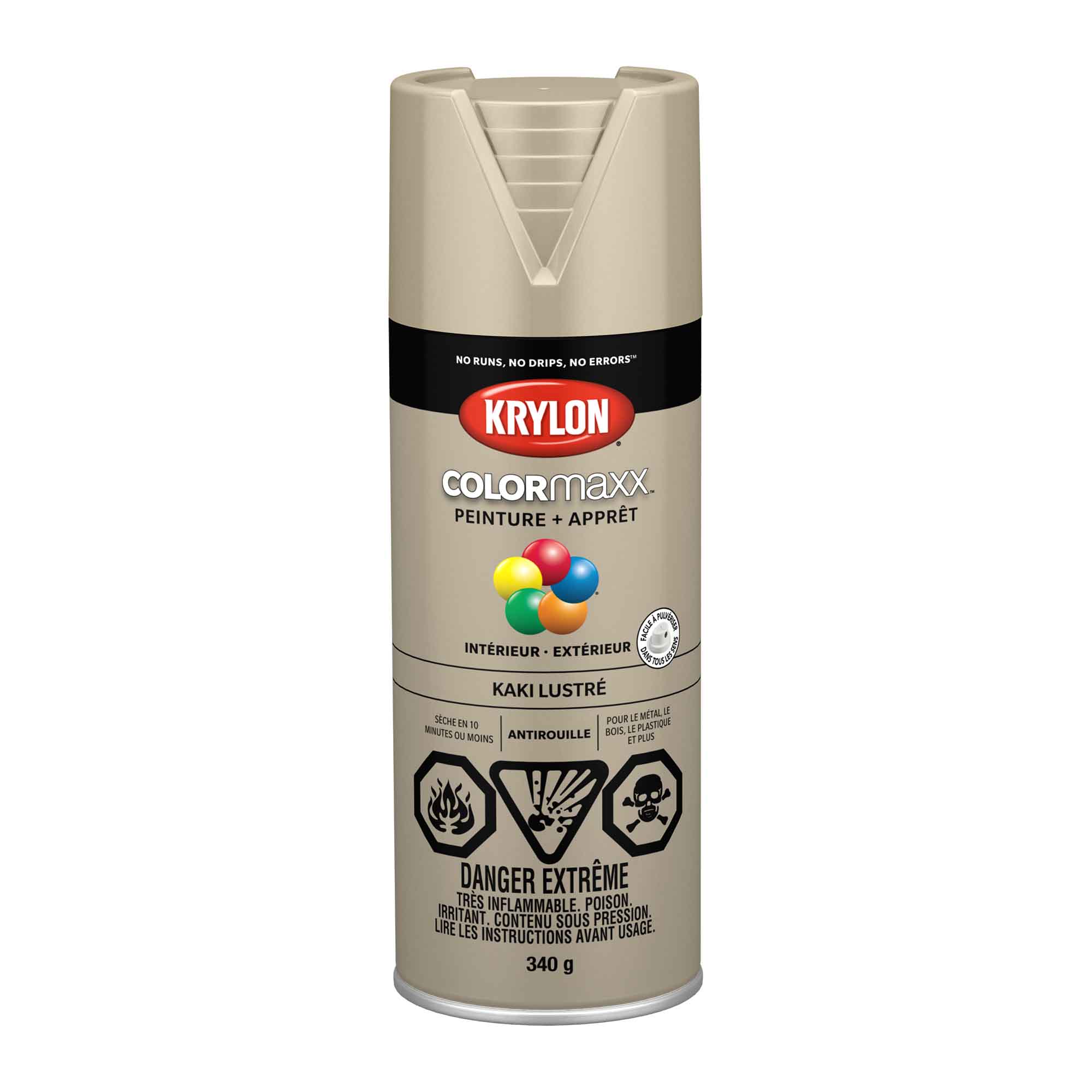 Krylon aérosol COLORMAXX peinture + apprêt kaki lustré, 340 g