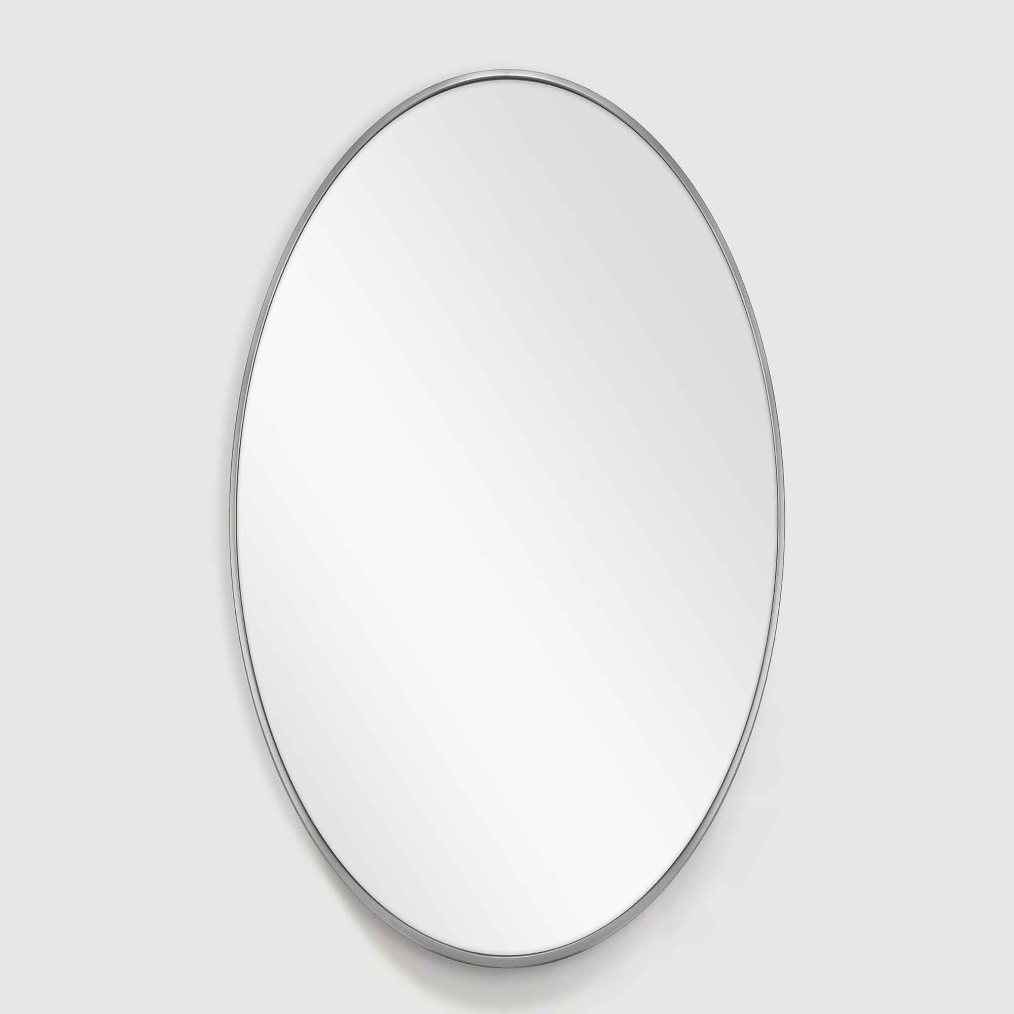 Miroir ovale avec cadre de couleur argent, 23,6" x 31,5"