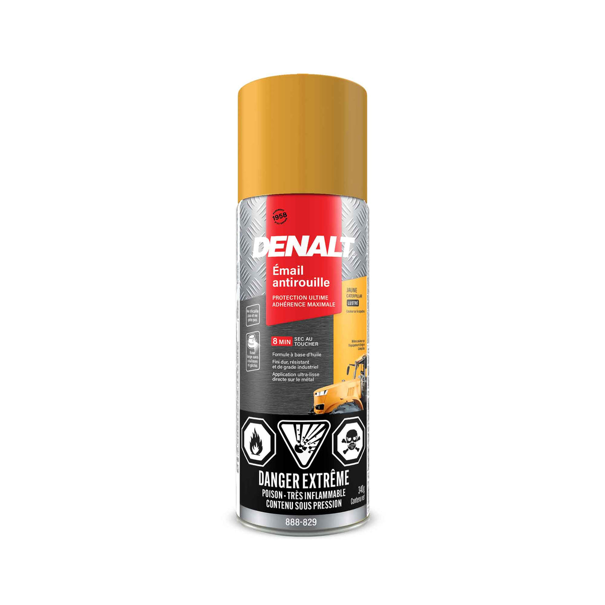 Émail antirouille en aérosol à base d’huile, 340 g (jaune Caterpillar lustré)