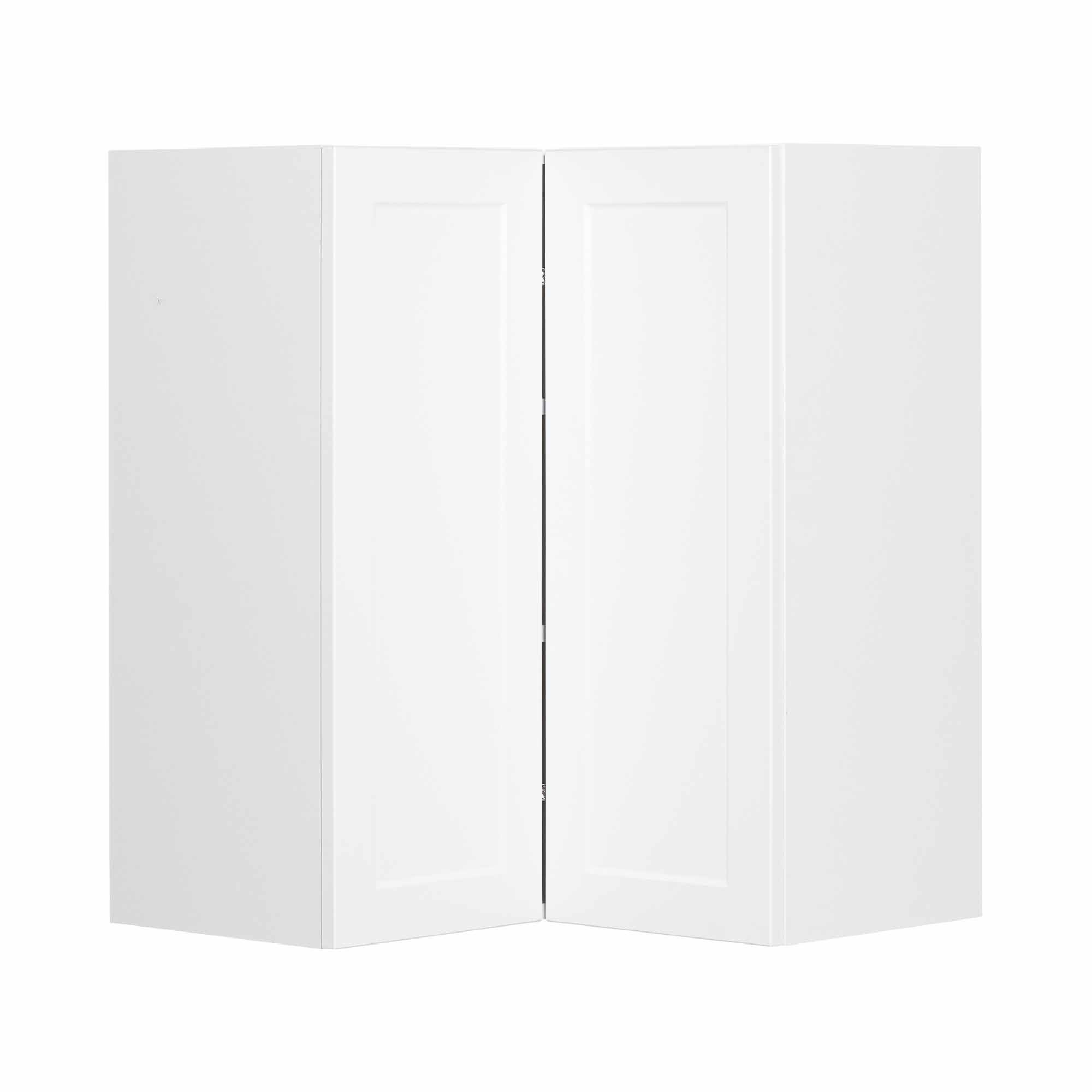 Module de haut d'armoire en coin de style Shaker en mélamine blanche avec 2 portes, 24"