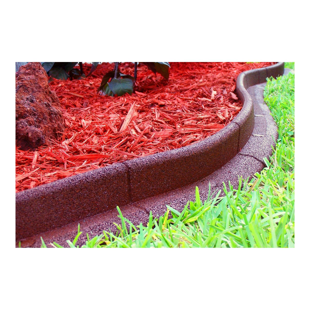 Bordure de jardin EcoBorder avec ancrages, 48" x 3" x 3" (rouge)