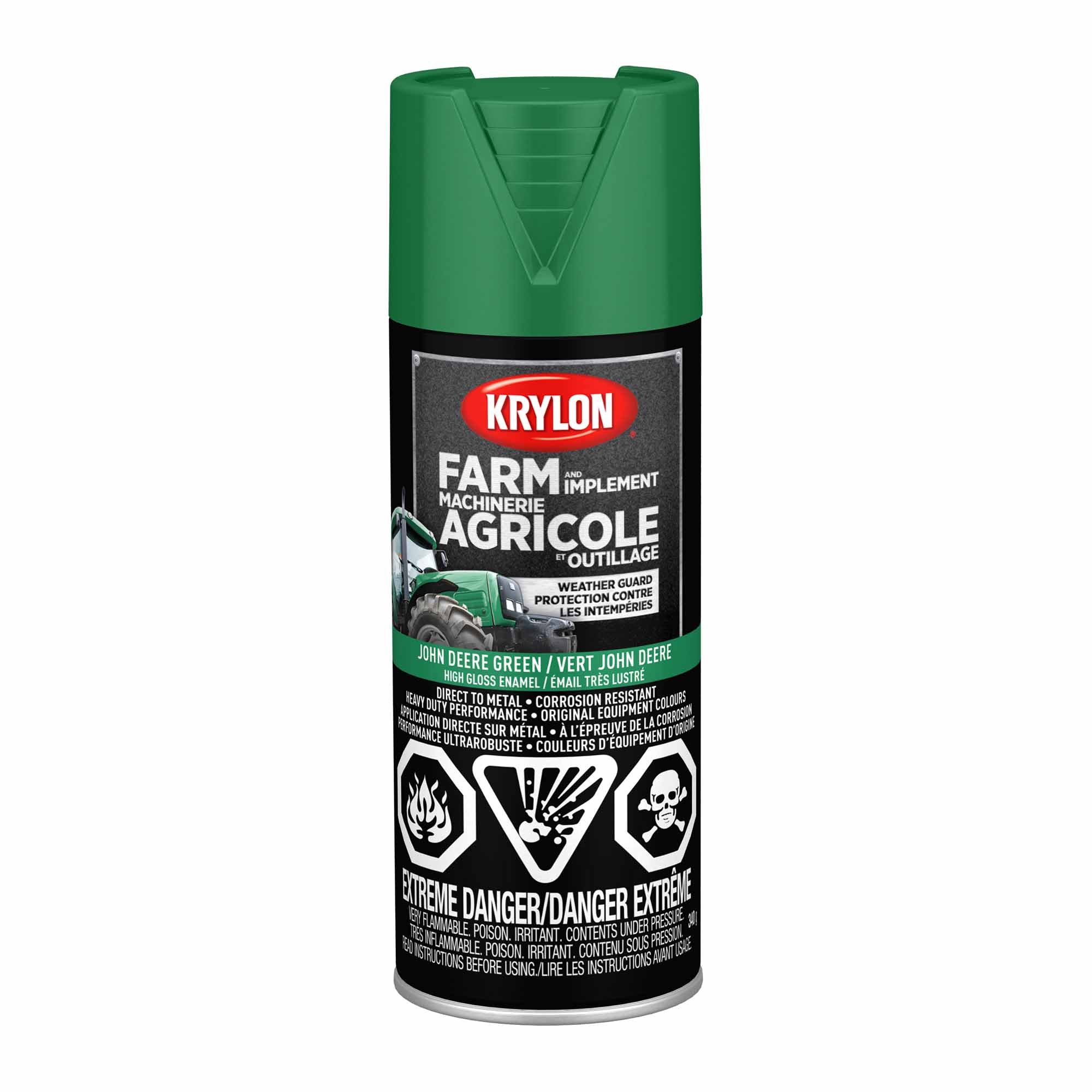 Krylon AGRICOLE  et OUTILLAGE aérosol émail très lustré vert John Deere, 340 G